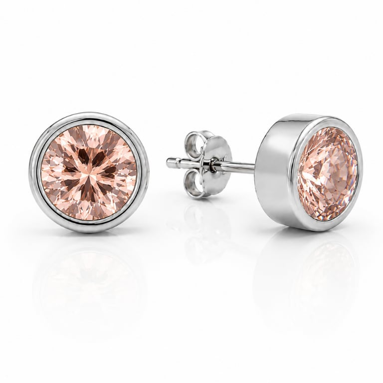 Servi 925 Ayar Gümüş Rosa 7 mm Tektaş Küpe