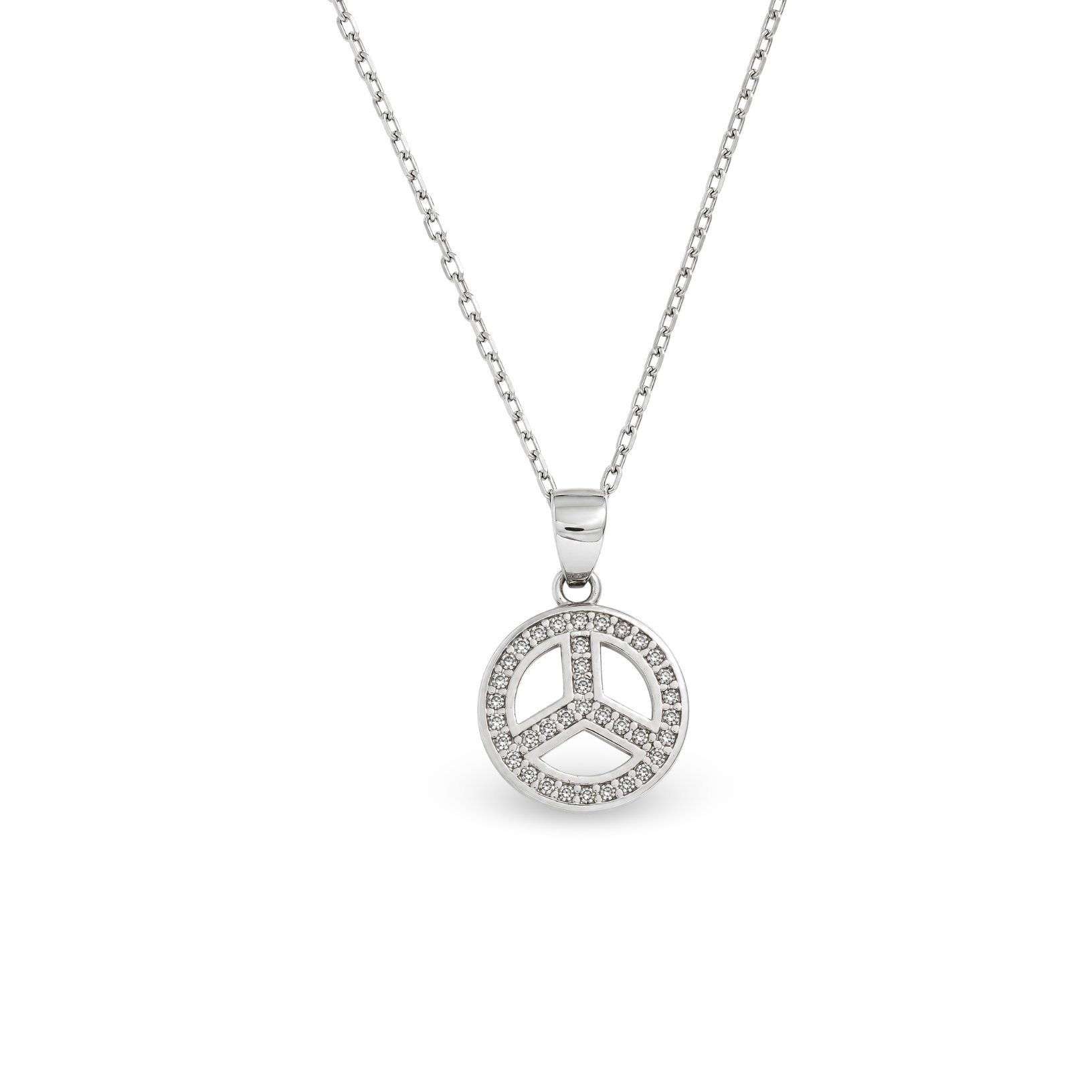 Servi 925 Ayar Gümüş Zirkon Taşlı Peace Barış Figürlü Kolye