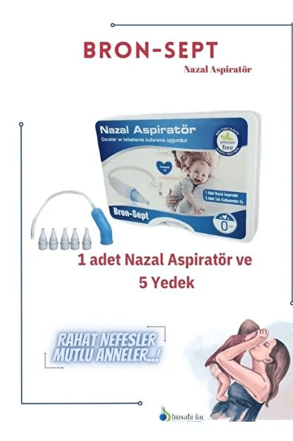Bron-Sept Bebek Burun Aspiratörü 1 Adet Nazal Aspiratör ve 5 Adet Yedek