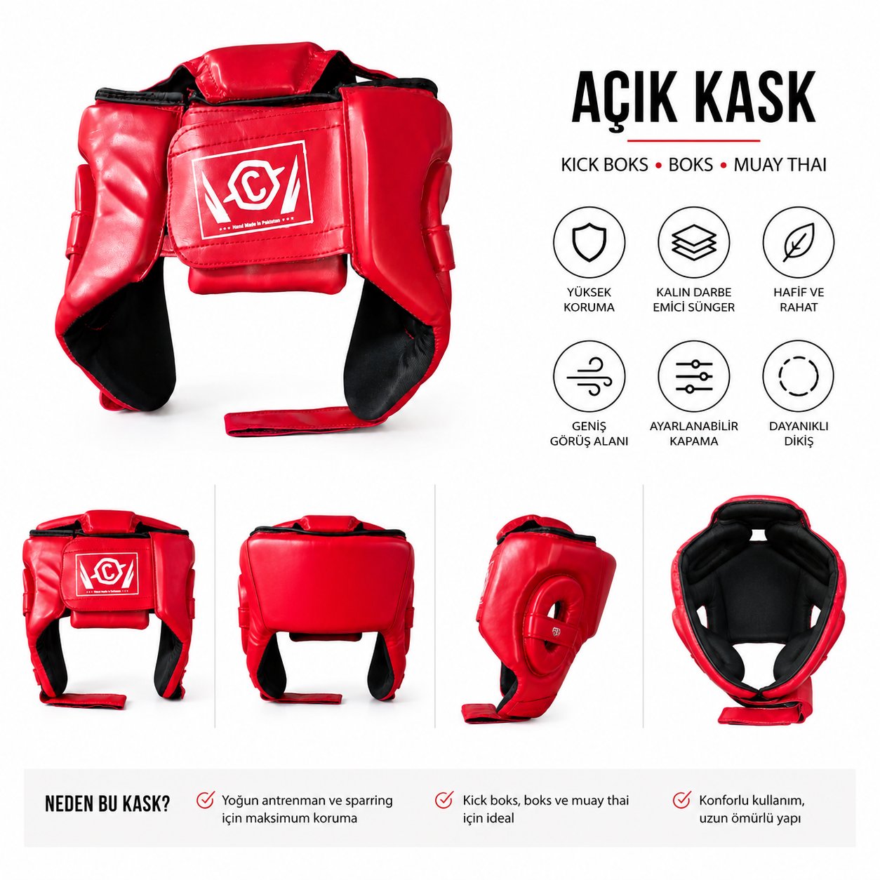 Boks-Kick Boks-Muay Thai  Kırmızı Açık Kask