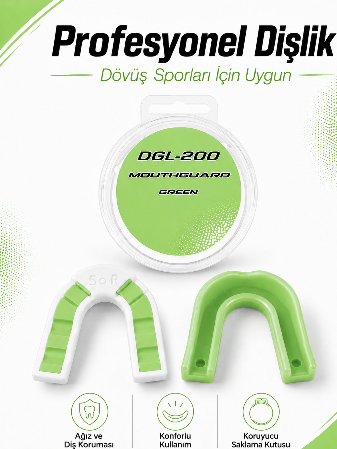 Voltrike AVS Beyaz-Yeşil Profesyonel Dişlik