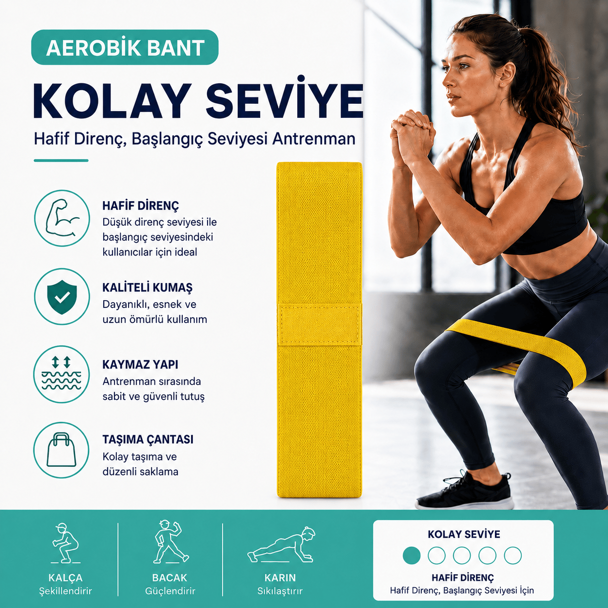 Voltrike Lab-1000 Profesyonel Aerobic Bant- Direnç Bandı Hafif Sarı Renk