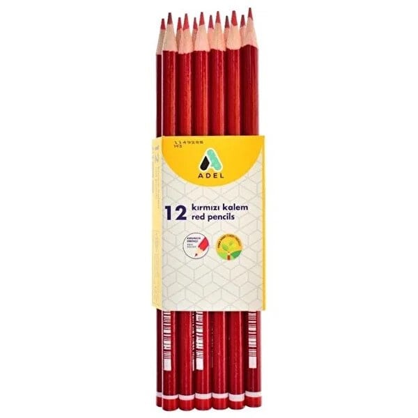 Adel 12'li Kırmızı Kurşun Kalem