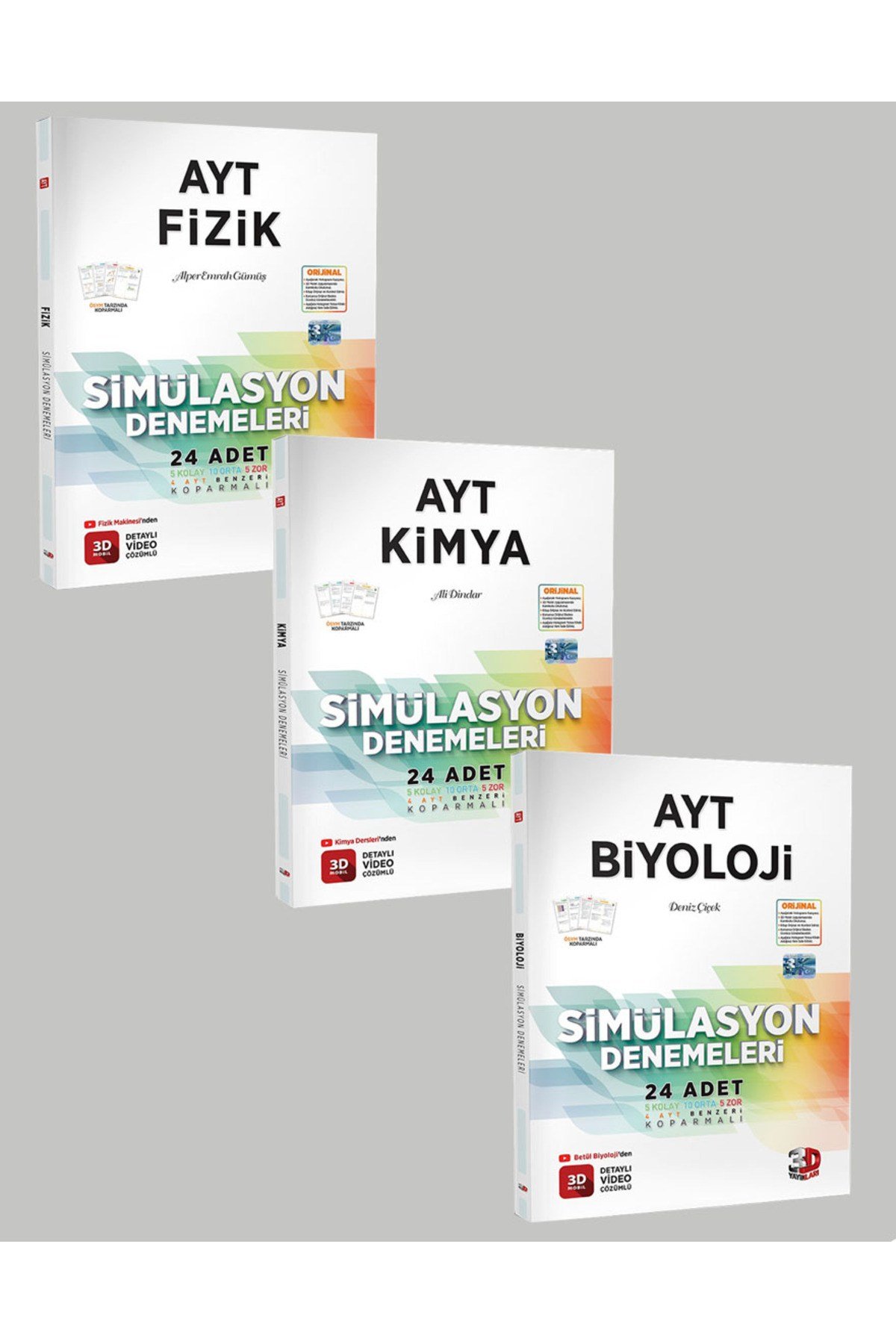Ayt Fizik, Kimya, Biyoloji Branş Deneme 2024 (3 KİTAP)