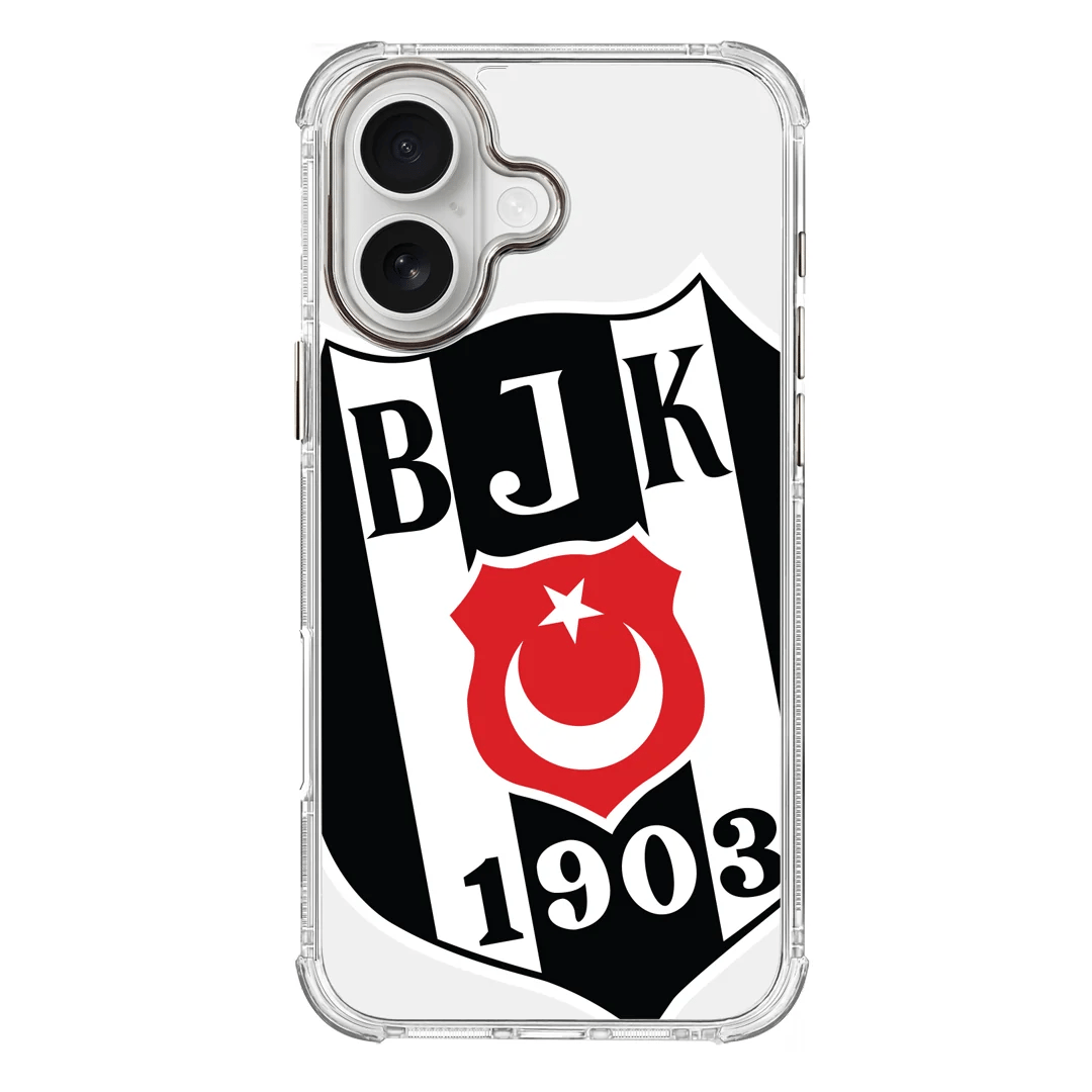 Beşiktaş Büyük Logo Şeffaf iPhone 16 Telefon Kılıfı