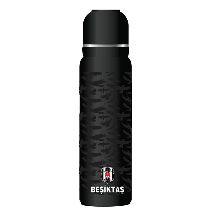 Beşiktaş Çelik Termos Bardaklı Kapak Siyah 650 ml