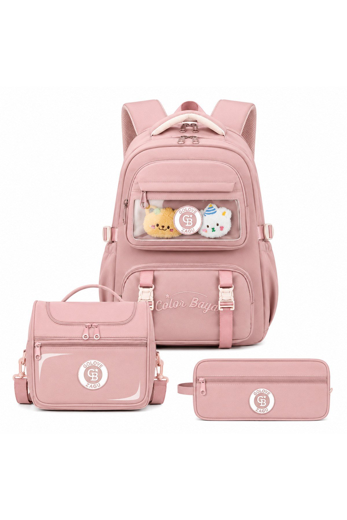 Color Bags B81 3'lü Set | Okul Çantası Seti (Pembe)