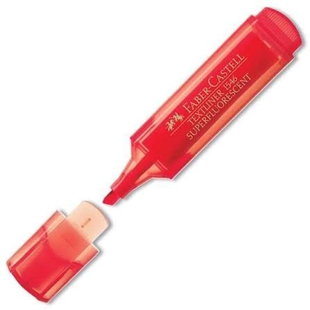 Faber-Castell 1546 Şeffaf Gövde Fosforlu Kalem Kırmızı