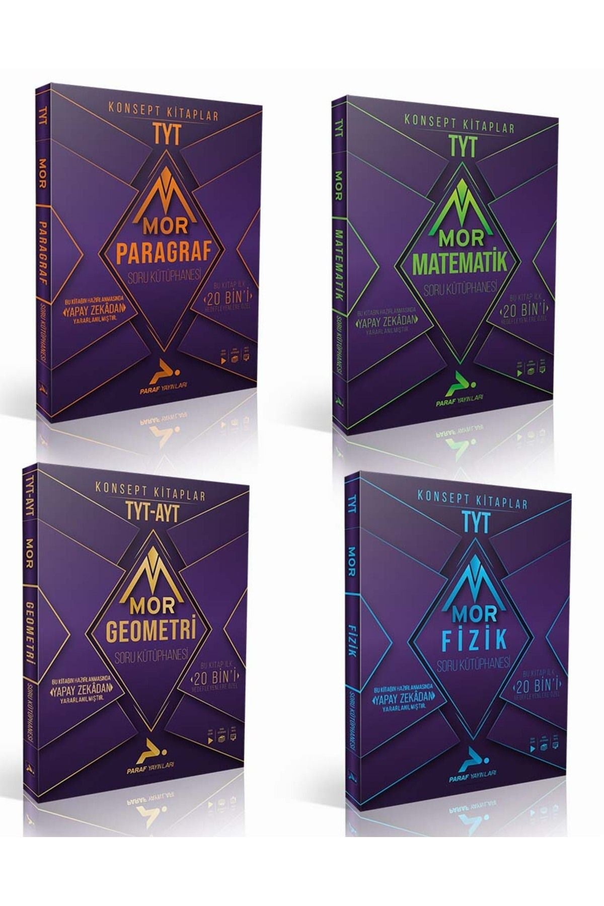 Mor Tyt Matematik, Fizik, Geometri, Paragraf Soru kütüphanesi(4 Kitap)