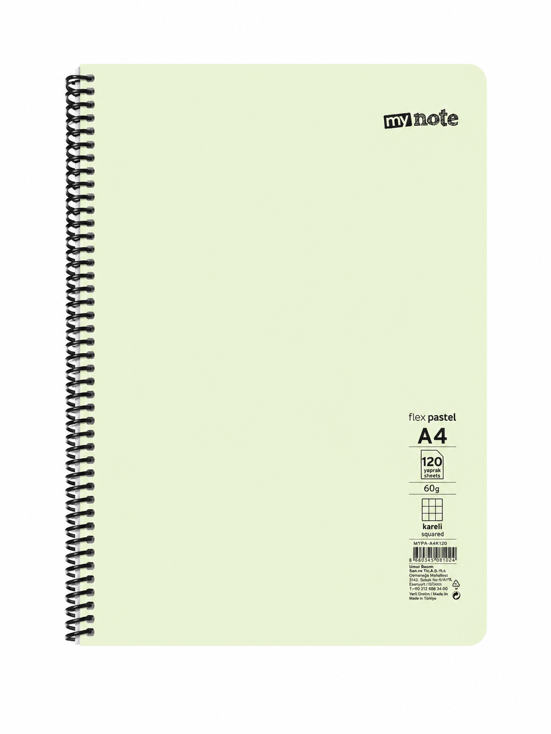 Mynote FLEX Spiralli A4 120 Yaprak Kareli Defter