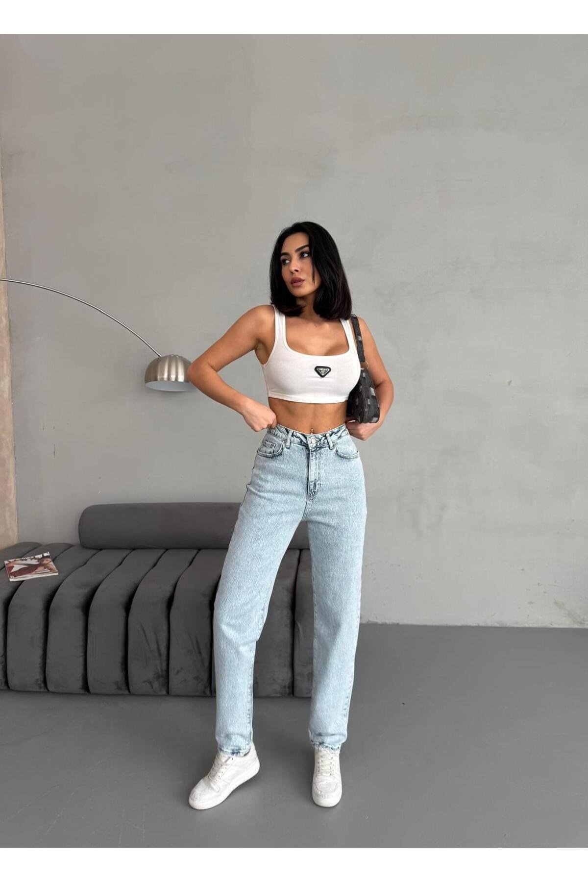 ARA BEDEN BLUE SNOW WASH LYCRA MOM JEAN