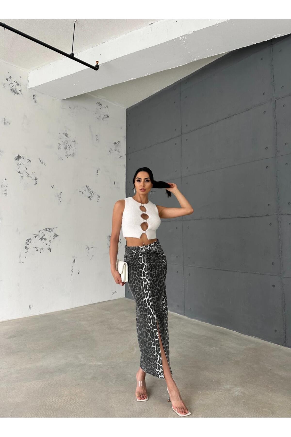 LEOPAR DESENLİ MAXİ ETEK