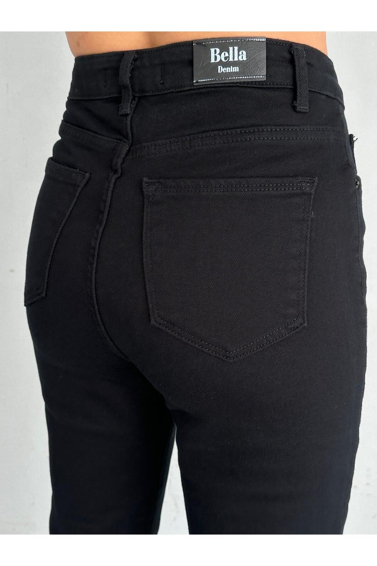 ZEO BASİC LİKRALI MOM JEAN SİYAH GABRDİN KUMAŞ