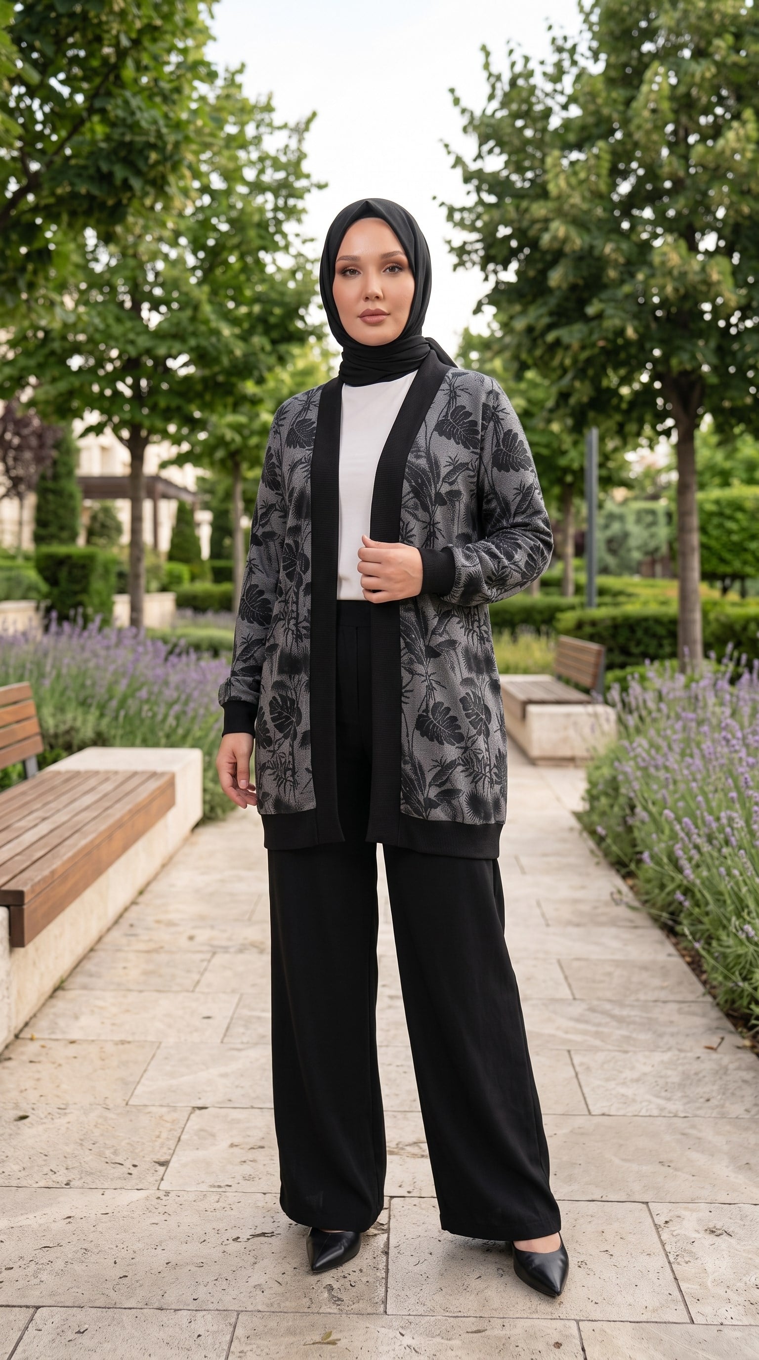 Desenli Keten Ribanalı Hırka 3289
