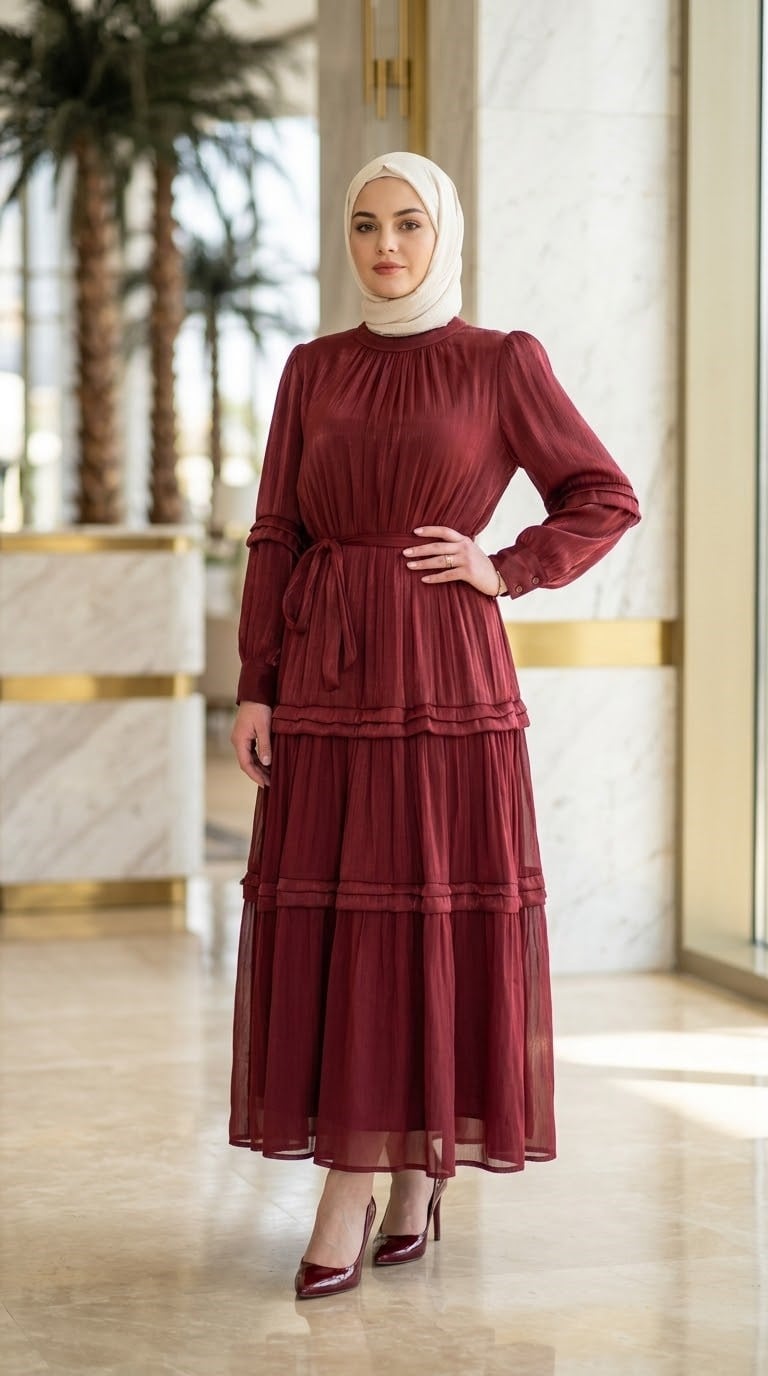 İpek Organze Kumaş Elbise 3037