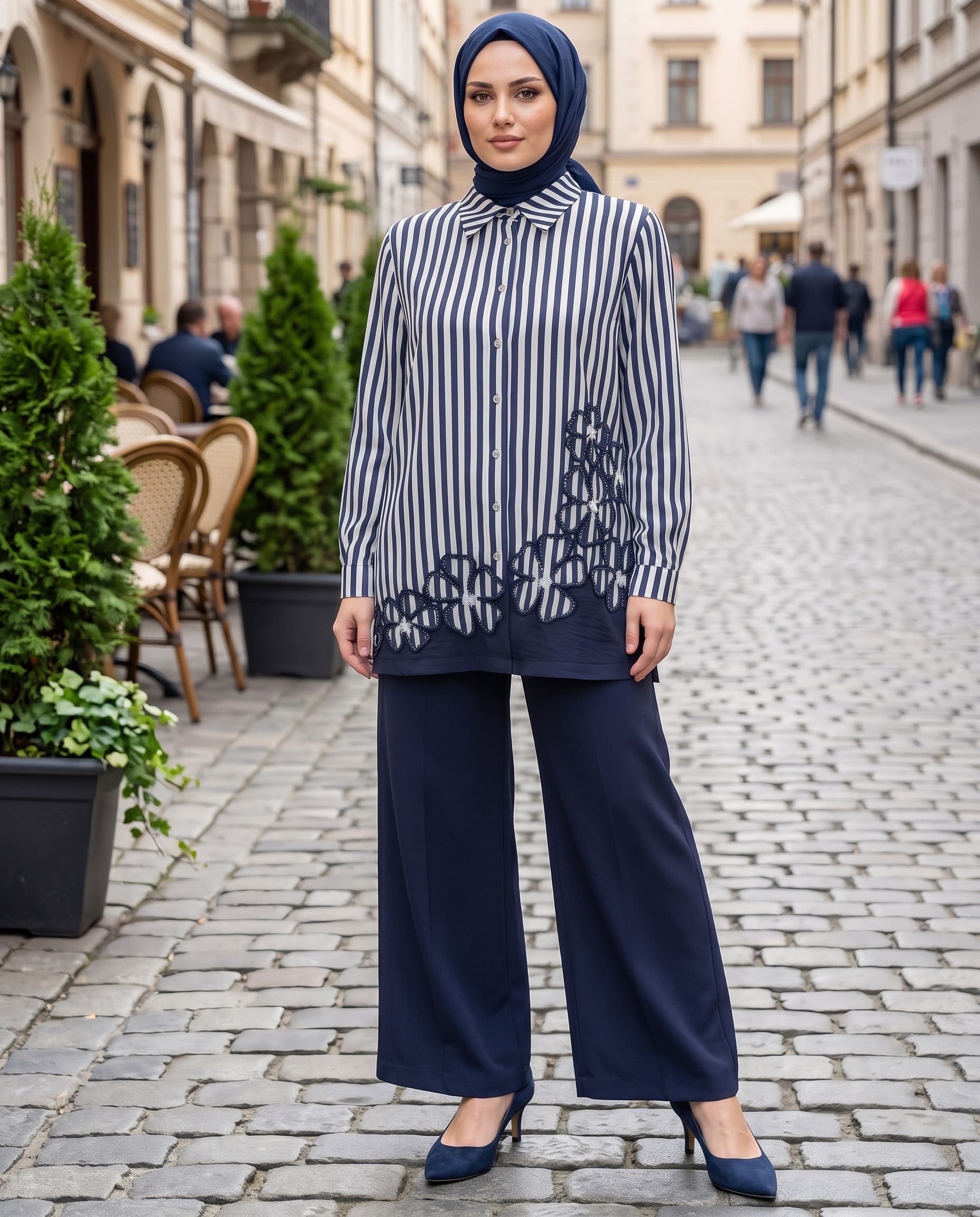 Nakışlı Bluz ve Pantolon Takım 3196