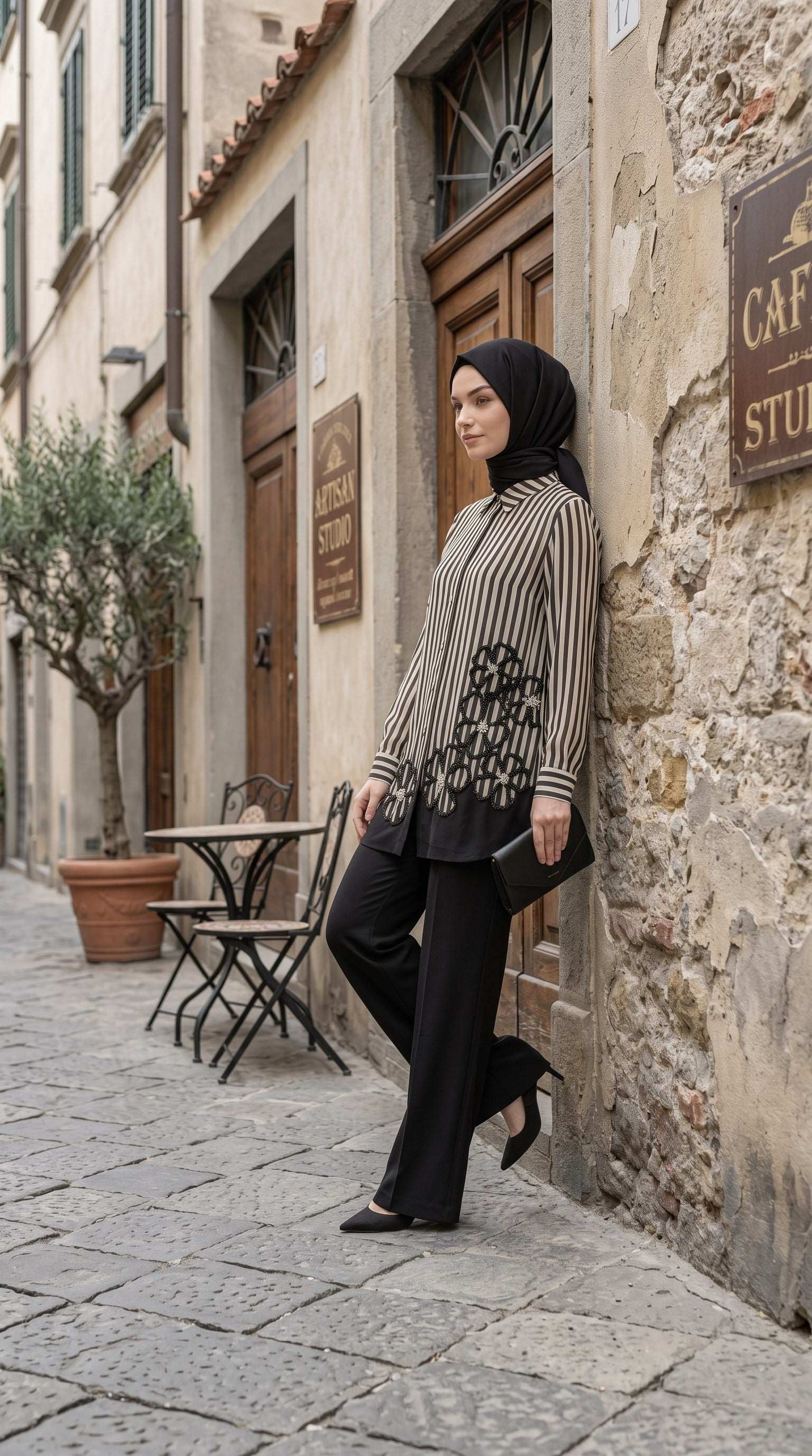 Nakışlı Bluz ve Pantolon Takım 3196