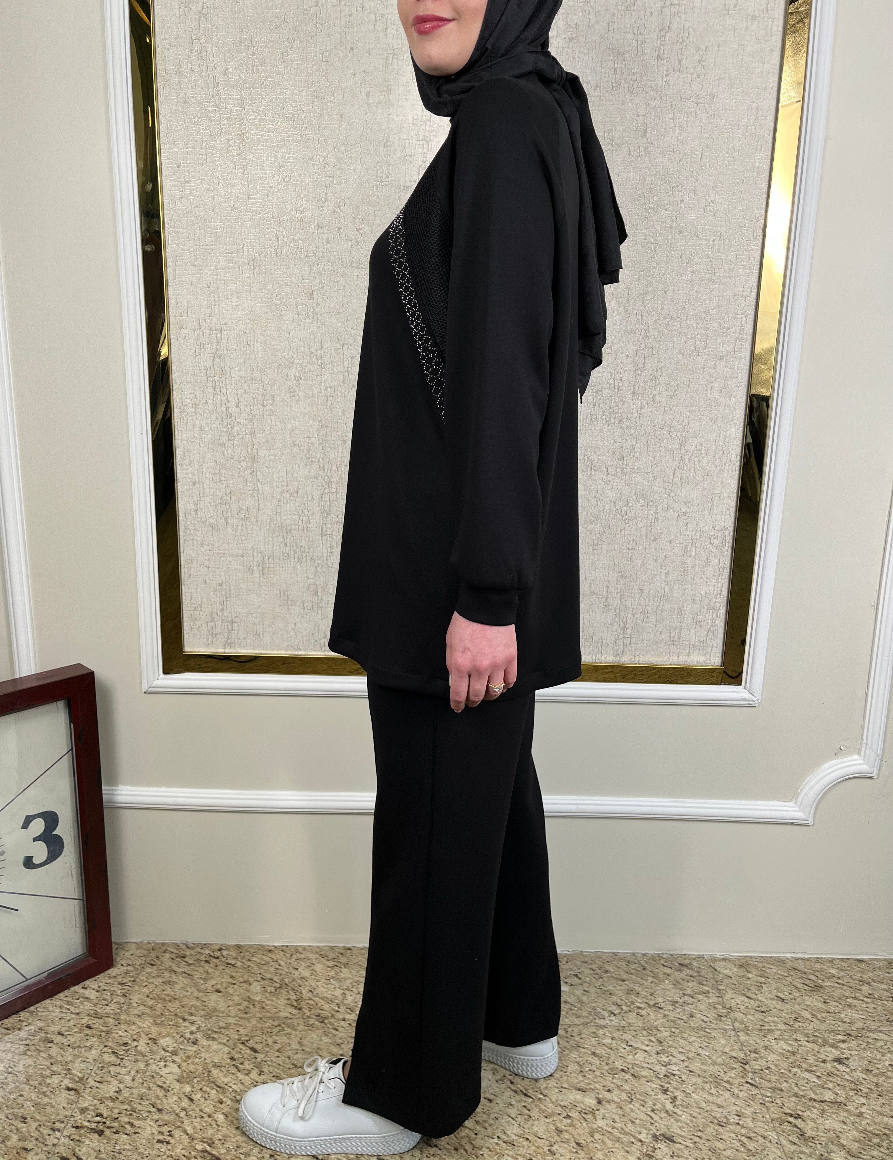 Taş Süslemeli Tunik-Pantolon Takım 2425