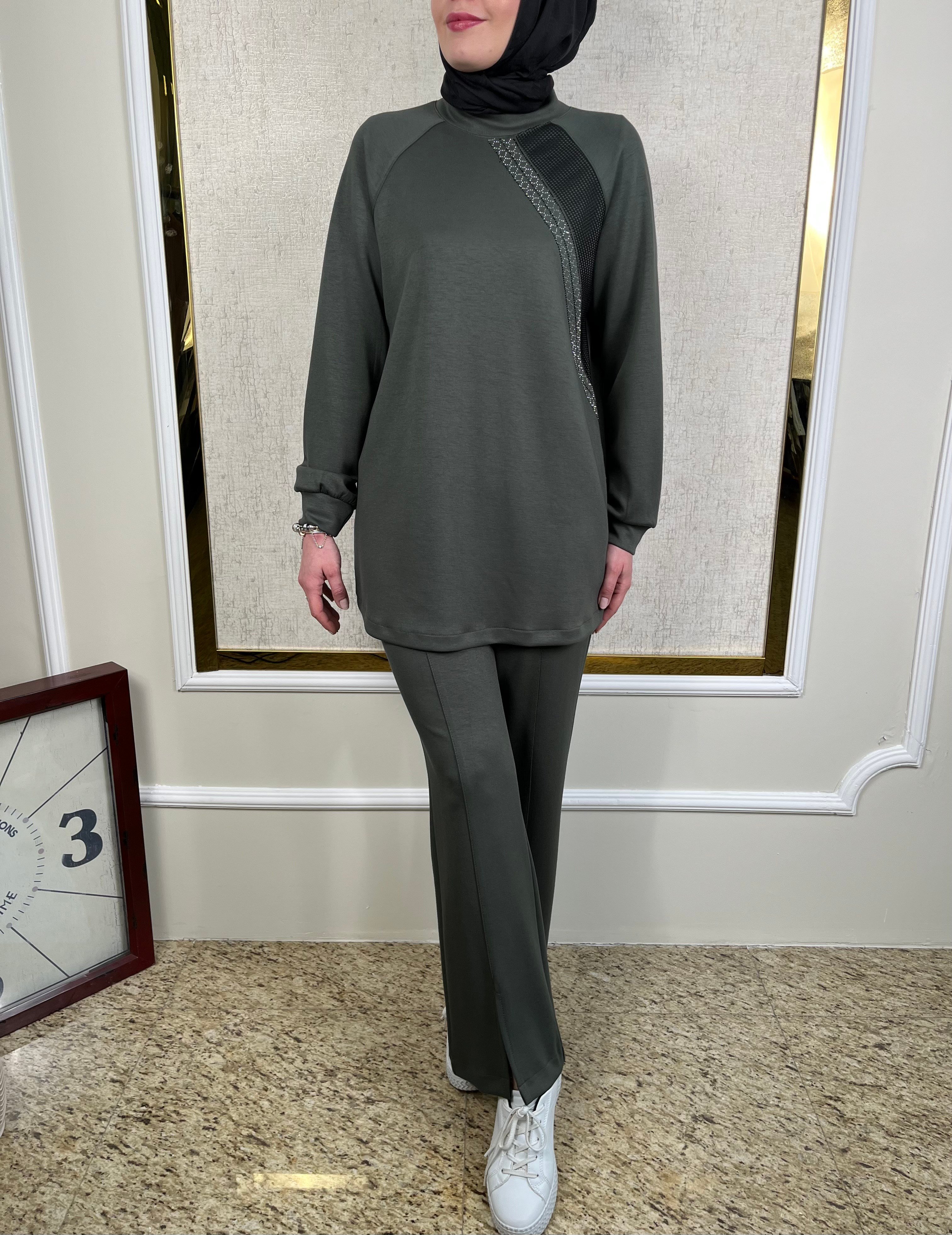 Taş Süslemeli Tunik-Pantolon Takım 2425