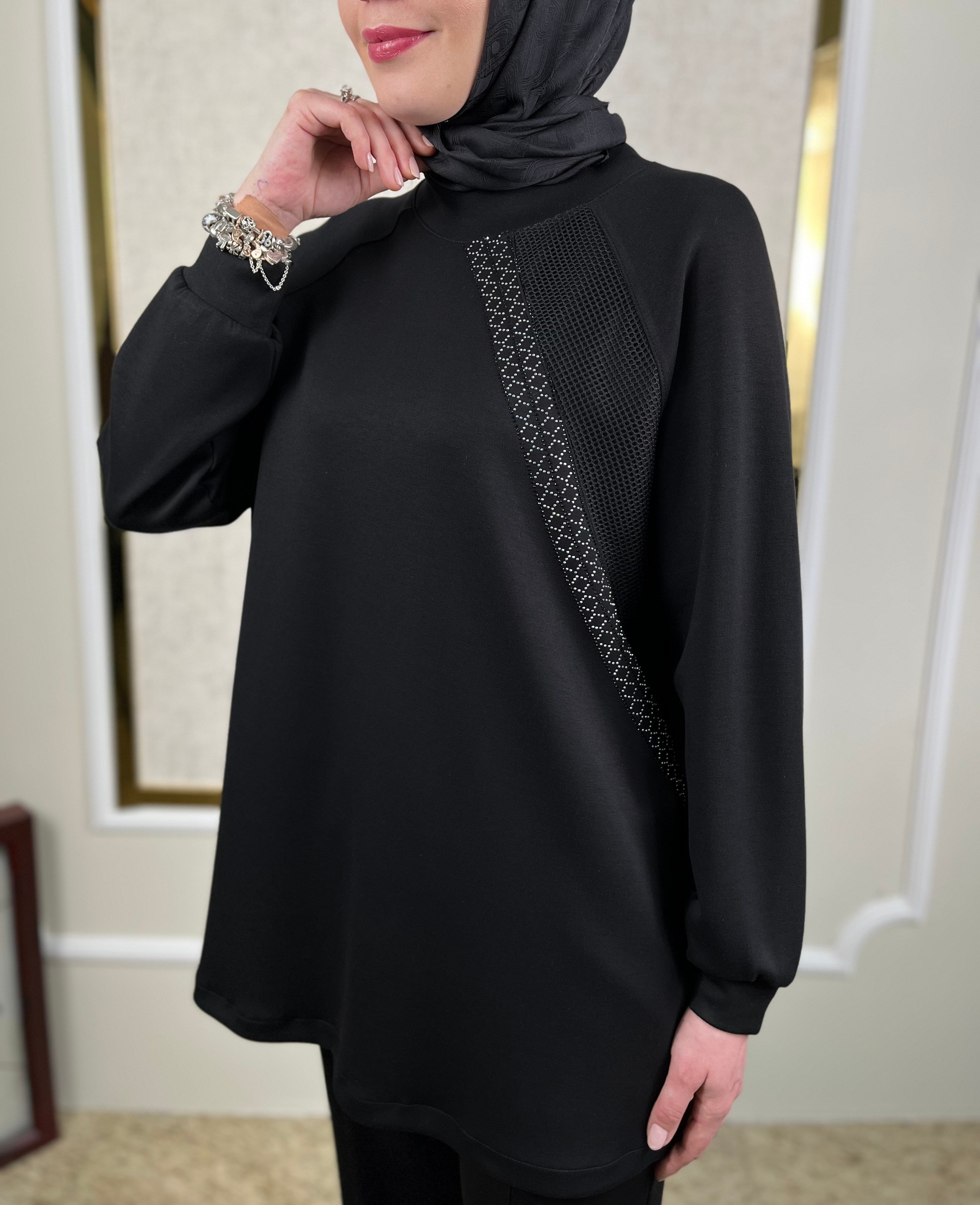 Taş Süslemeli Tunik-Pantolon Takım 2425