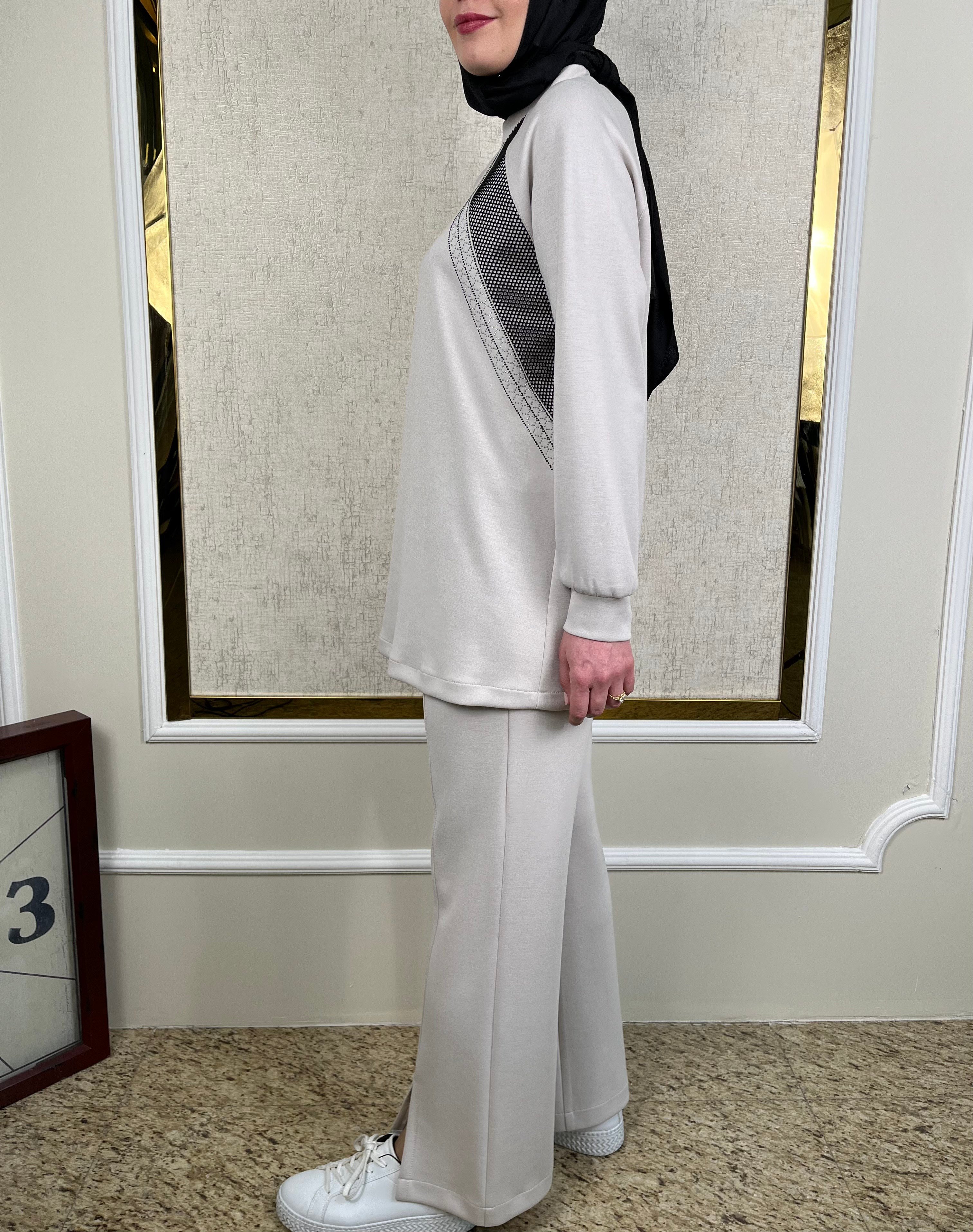 Taş Süslemeli Tunik-Pantolon Takım 2425