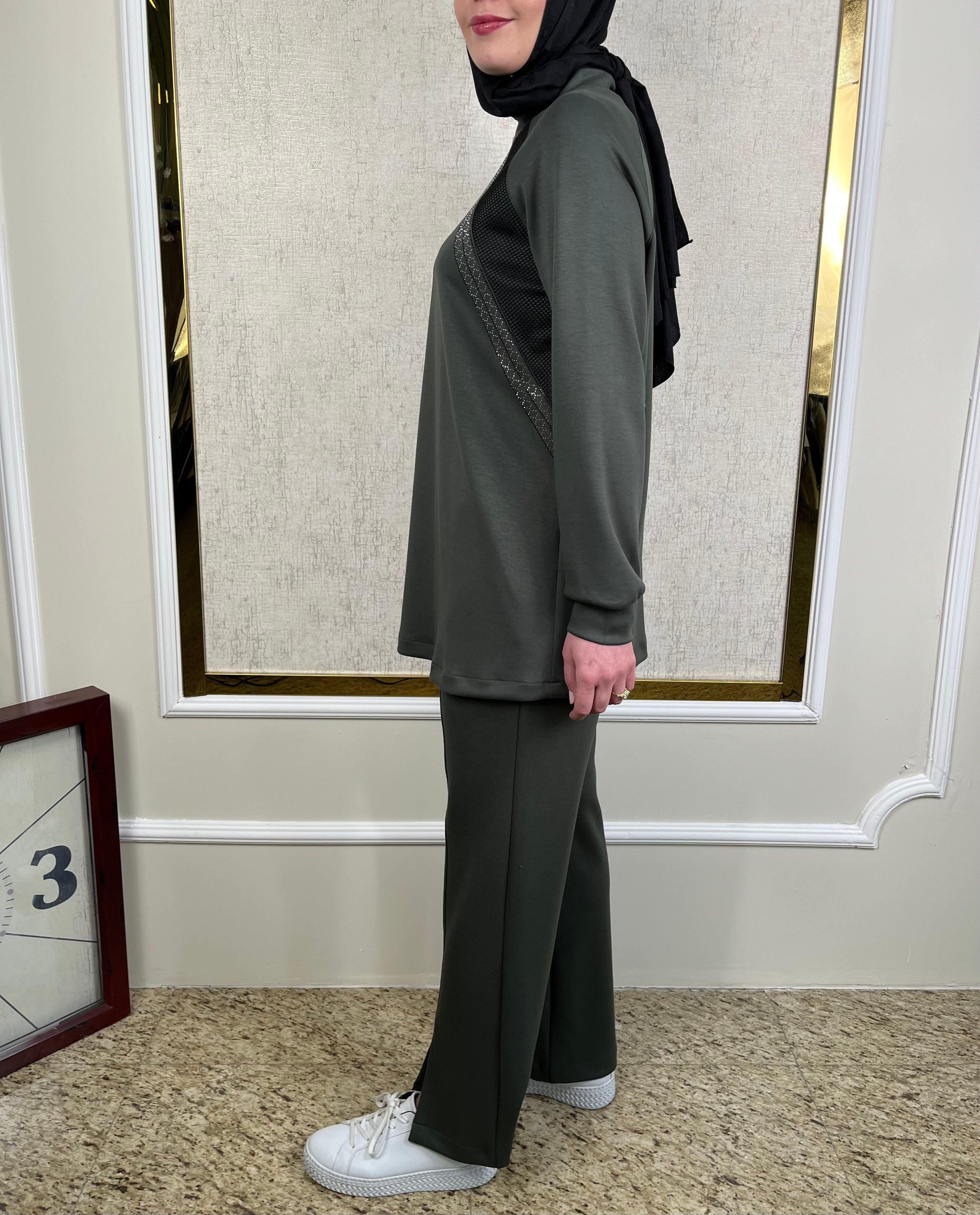 Taş Süslemeli Tunik-Pantolon Takım 2425