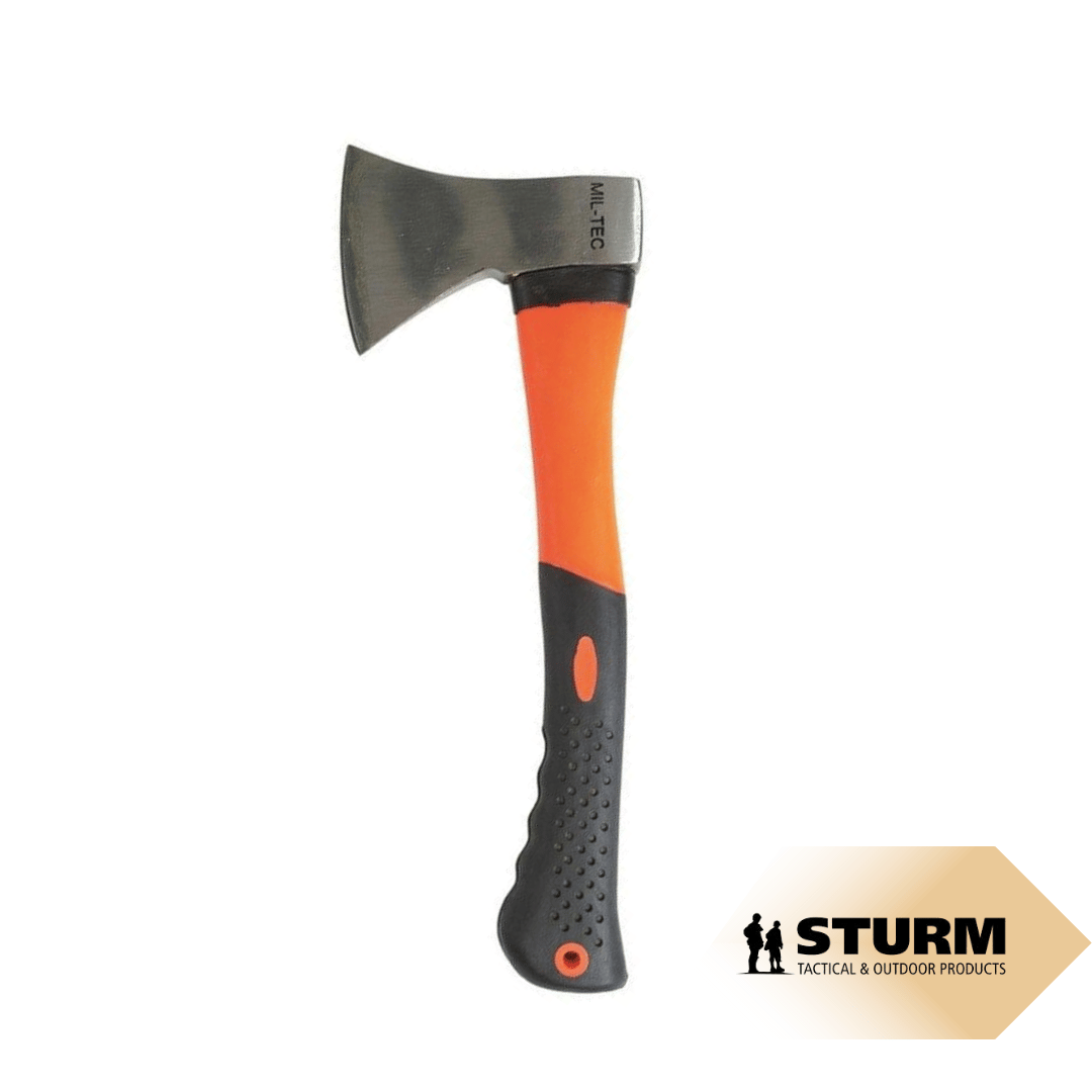  Acil Durum ve Kamp Baltası – 36.5 cm Karbon Çelik, Kaymaz Fiberglas Turuncu Saplı
