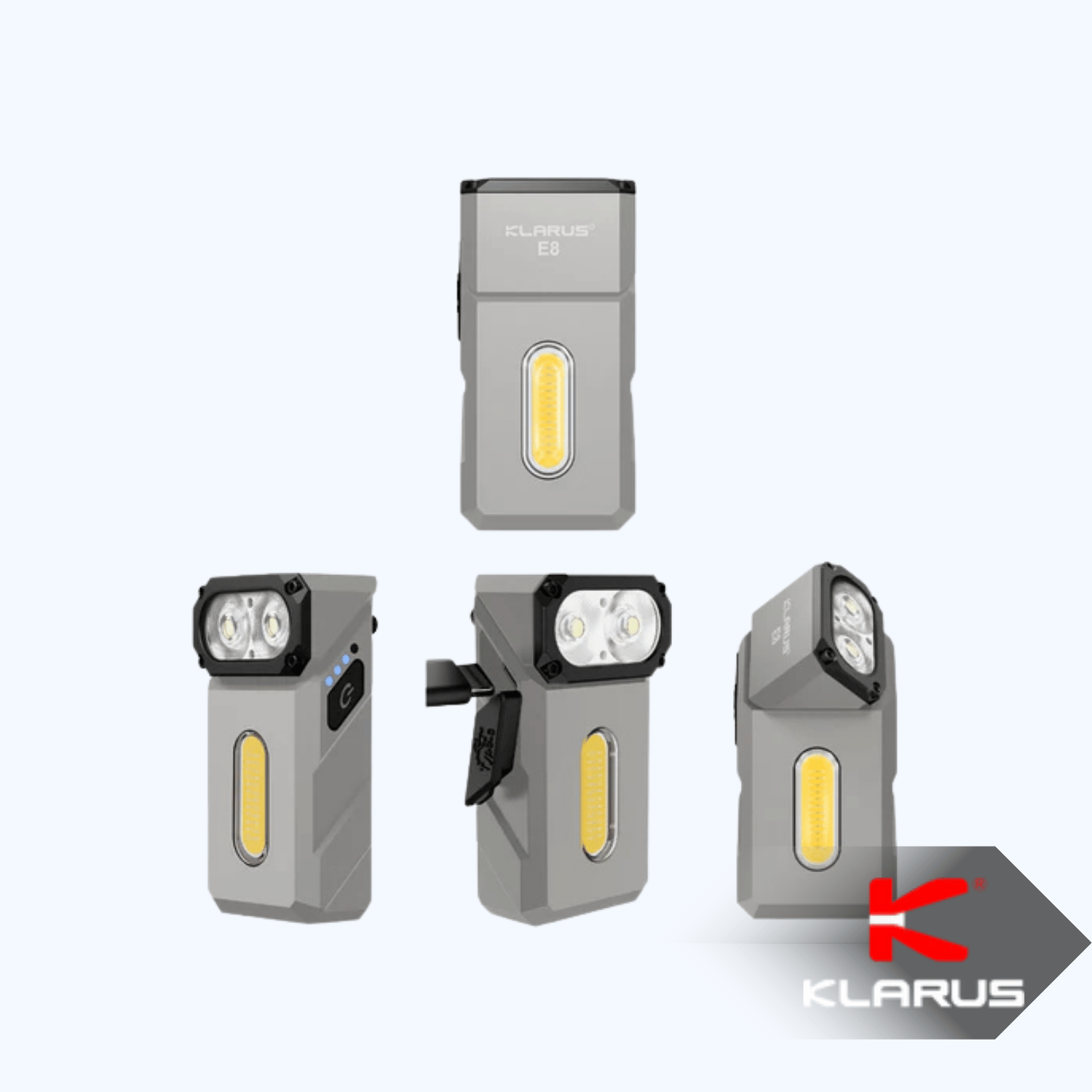 E8 Triple-Light 1000 Lümen EDC Şarj Edilebilir Cep Feneri - Type-C |  Gri