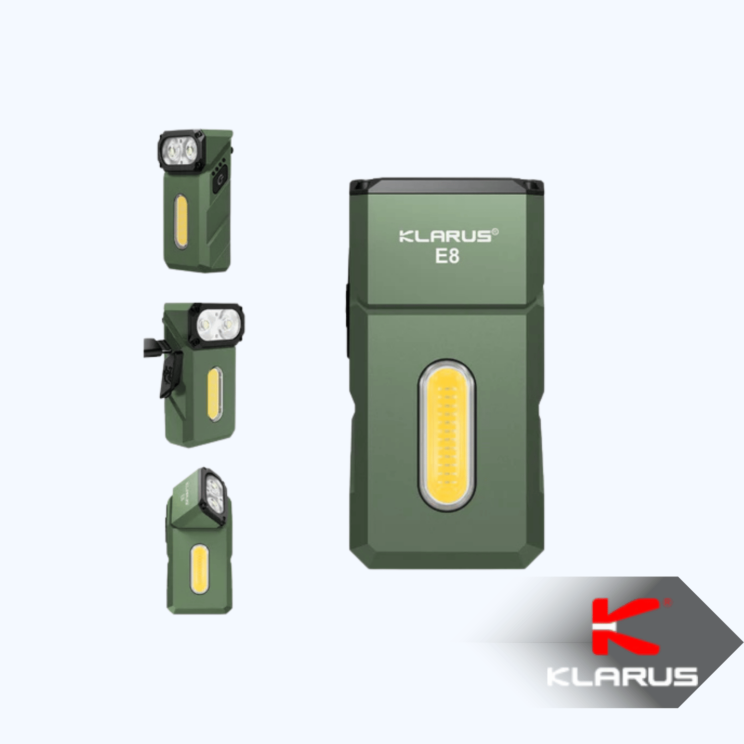 E8 Triple-Light 1000 Lümen EDC Şarj Edilebilir Cep Feneri - Type-C | Yeşil