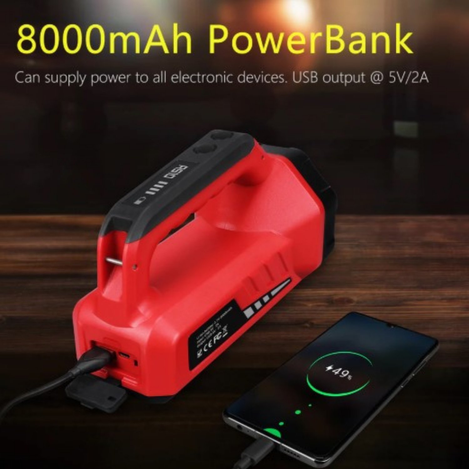 RS10 800 Lümen Şarj Edilebilir Çok Fonksiyonlu Kamp Feneri / Powerbank Özellikli Projektör