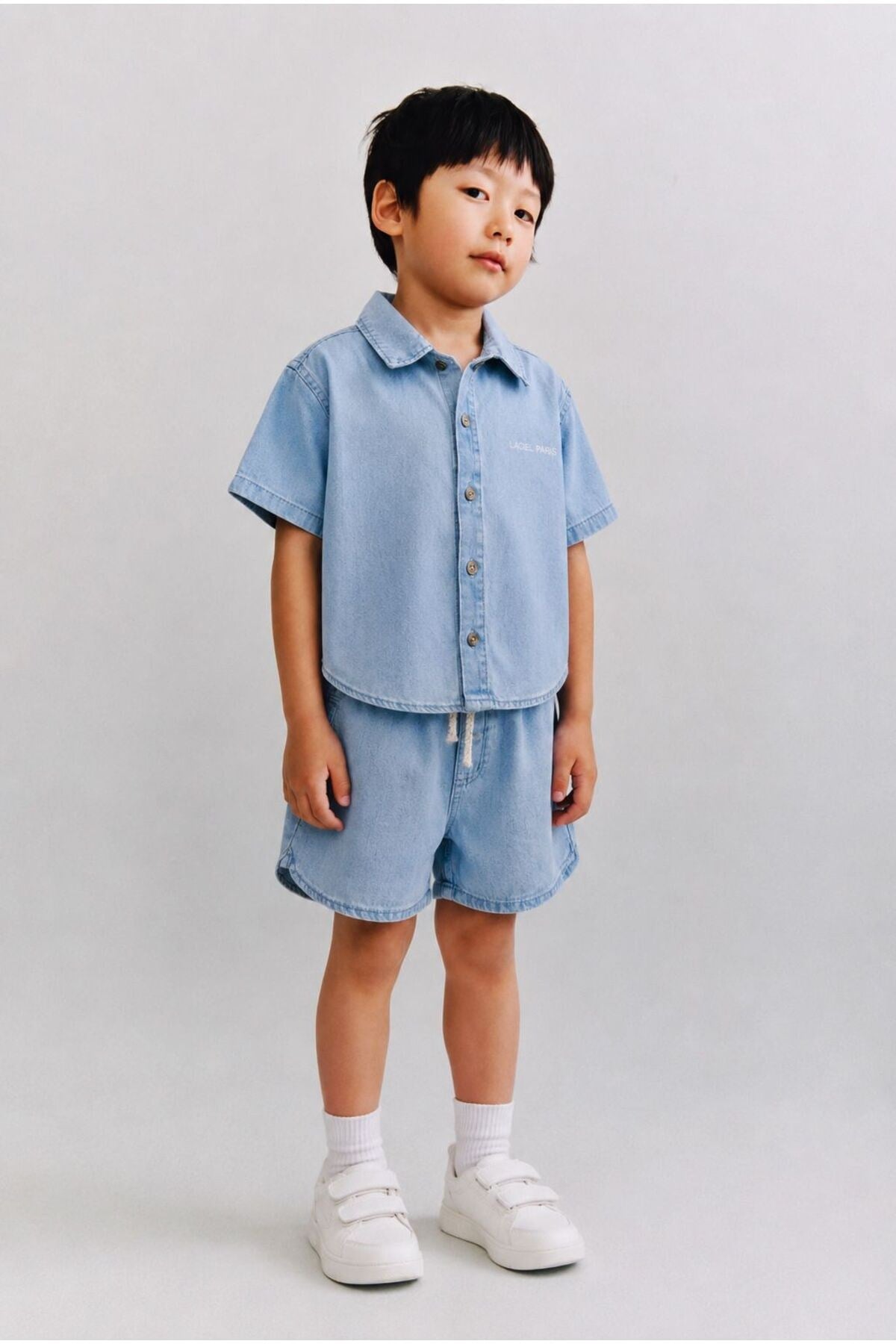 Unisex Mavi Denim Şortlu Takım