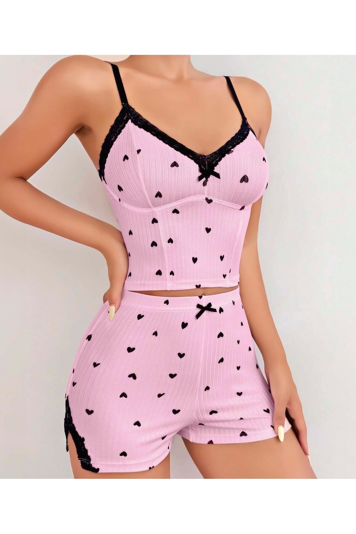 Kadın Desenli Pamuk Pijama Takımı