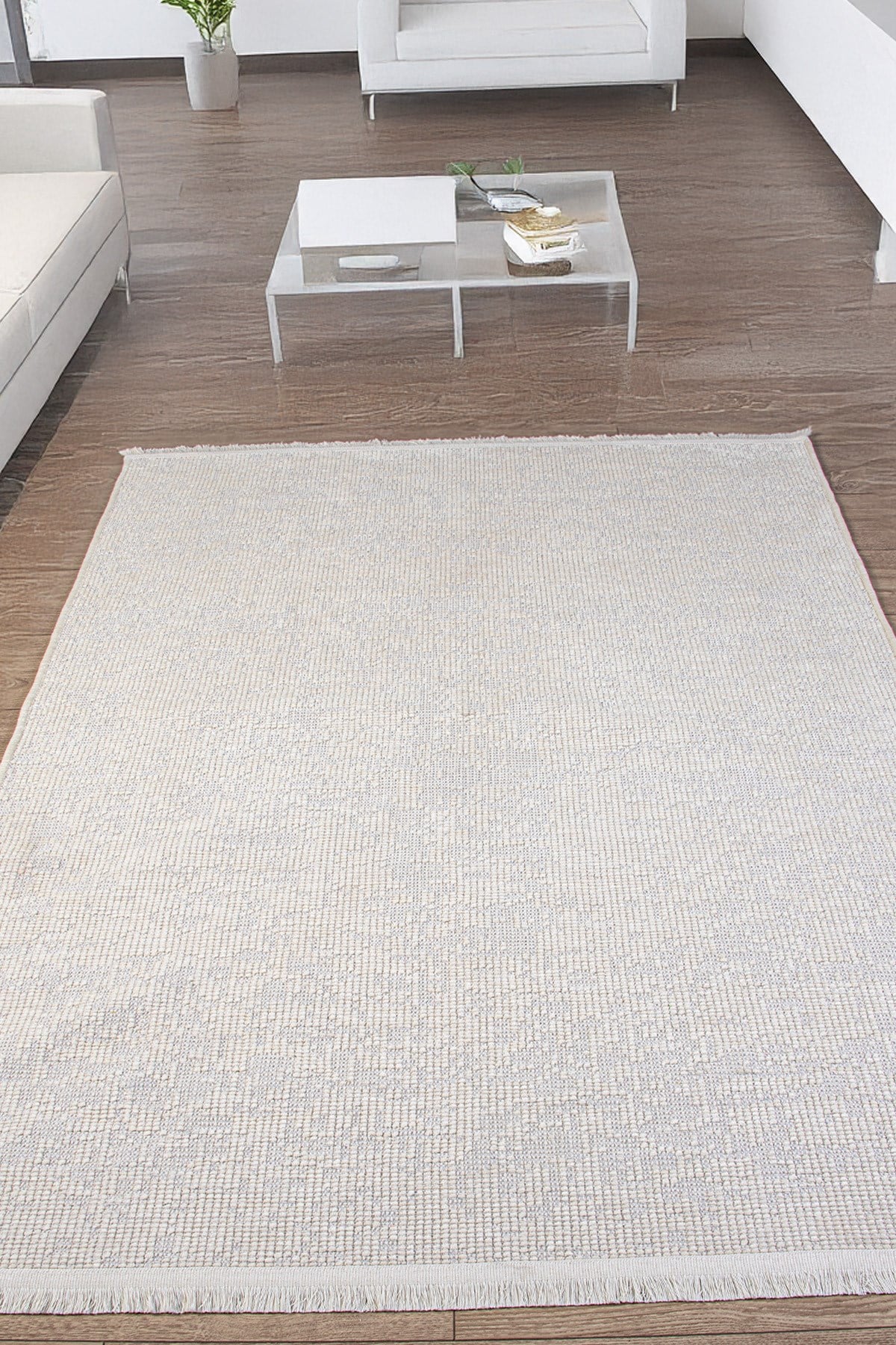 Beyaz Krem Şönil Kilim Salon Oturma Çocuk Odası Yolluk Dokuma Makine Halısı