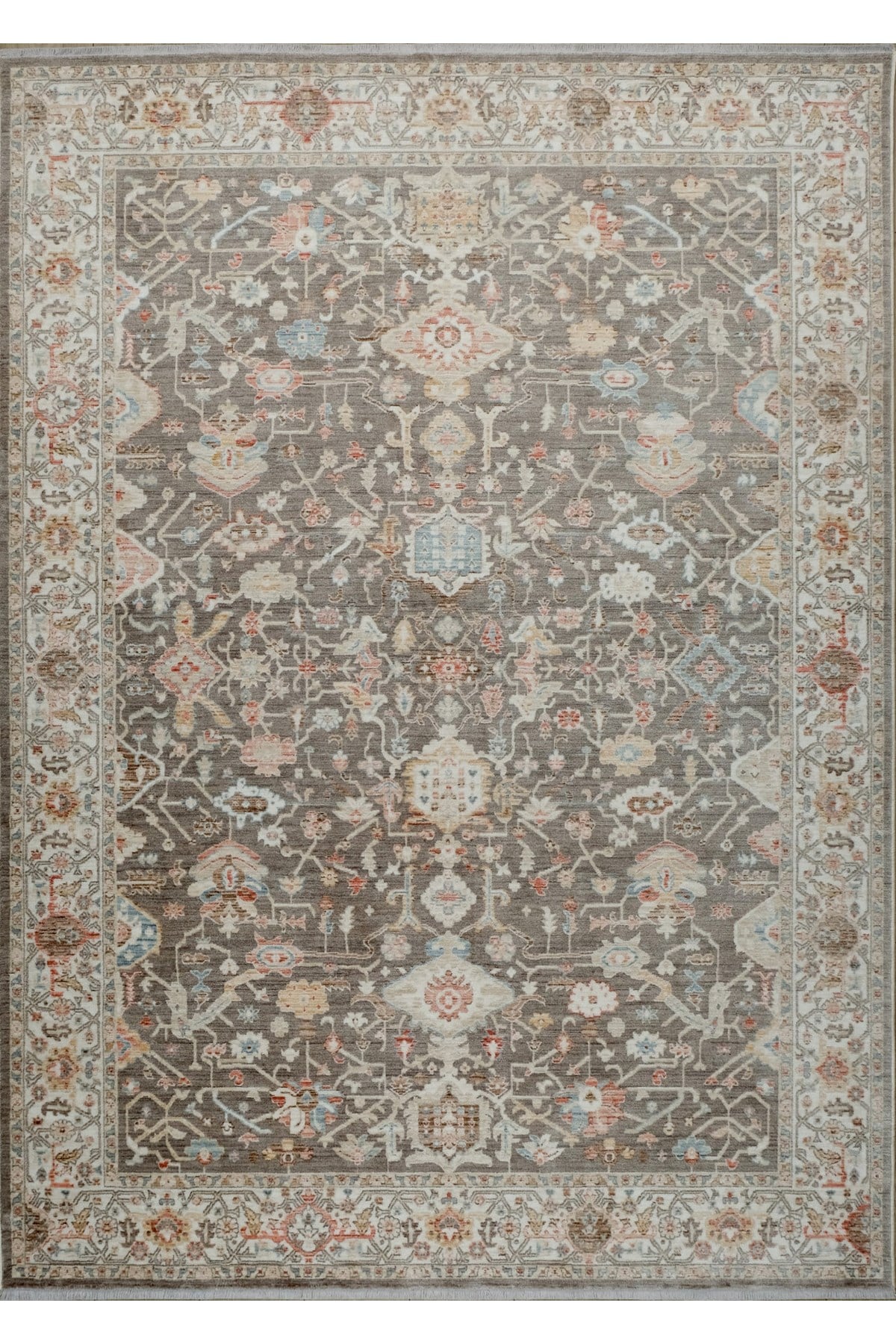 Bohem Krem Gri Bambu %100 Polyester Modern Dokuma Salon Oturma Odası Halısı