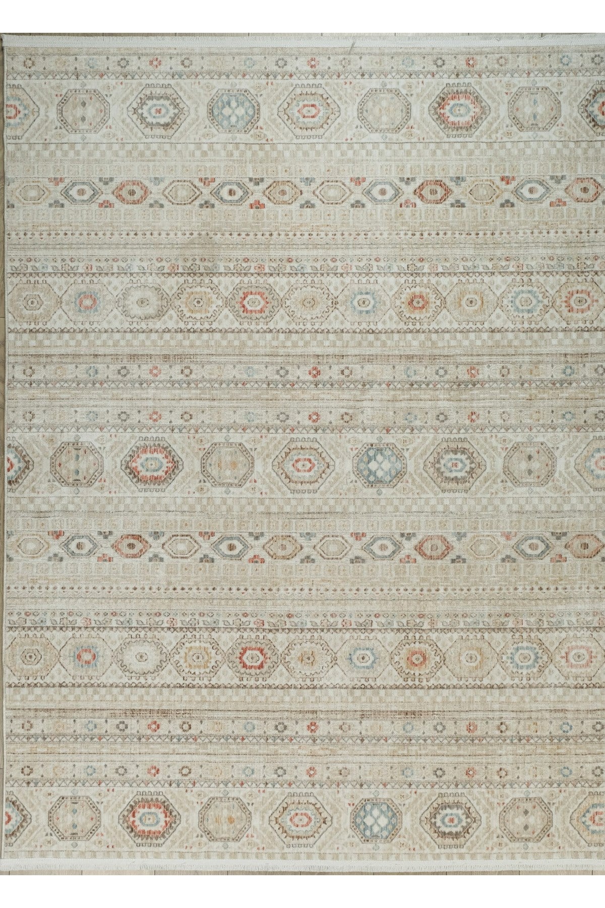 Bohem Krem Renkli Bambu %100 Polyester Modern Dokuma Salon Oturma Odası Halısı
