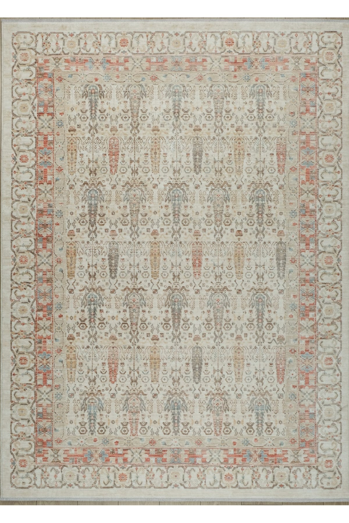 Bohem Krem Terra Bambu %100 Polyester Modern Dokuma Salon Oturma Odası Halısı
