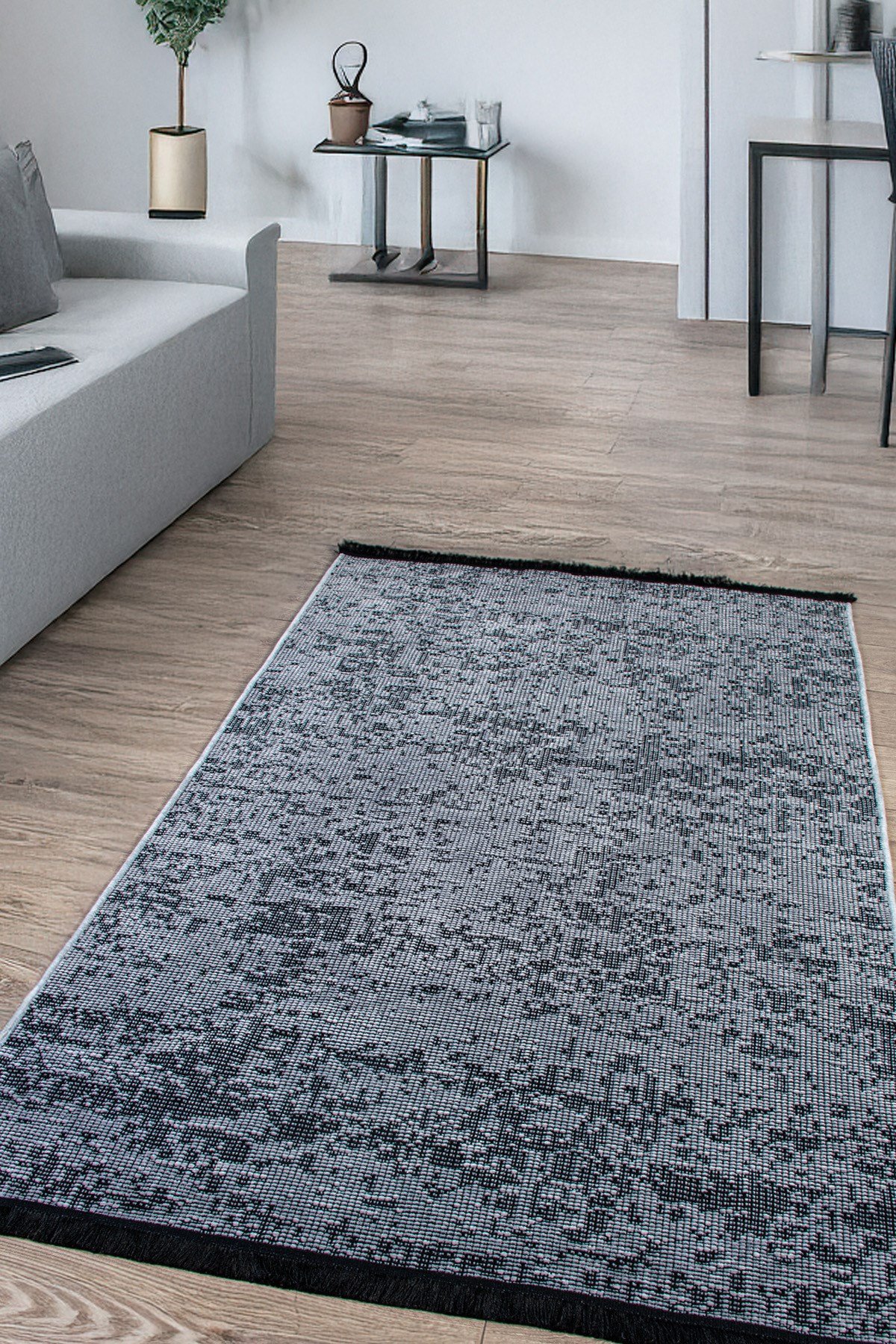 Gri Şönil Kilim Salon Oturma Çocuk Odası Yolluk Dokuma Makine Halısı
