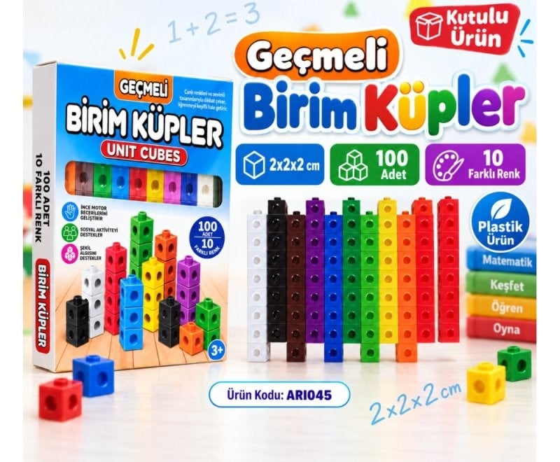 Geçmeli Birim Küpleri - 100 Parça 10 Renk