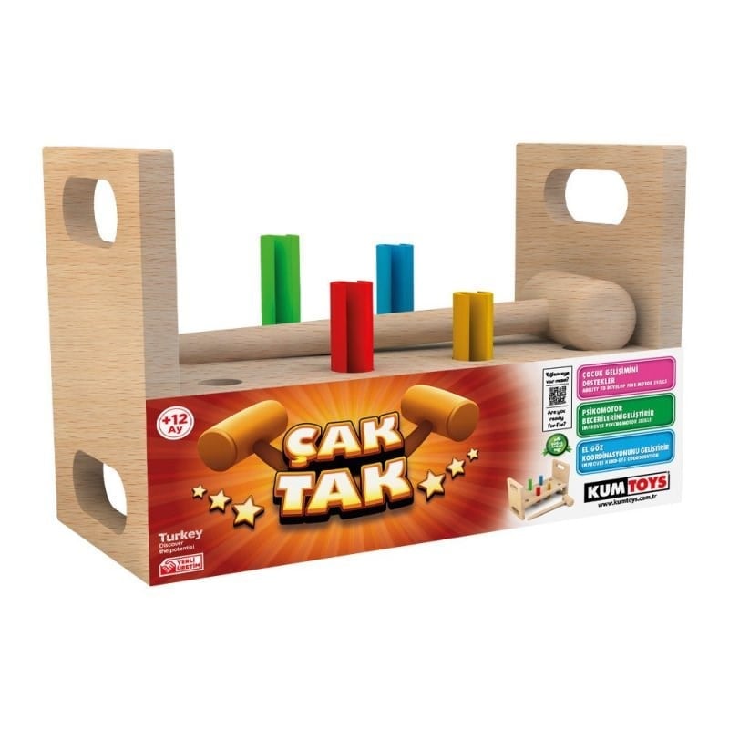 Kum Toys Eğitici Ahşap Tak Çak (5460)- İnce Motor Ve El-göz Koordinasyonu Oyuncağı