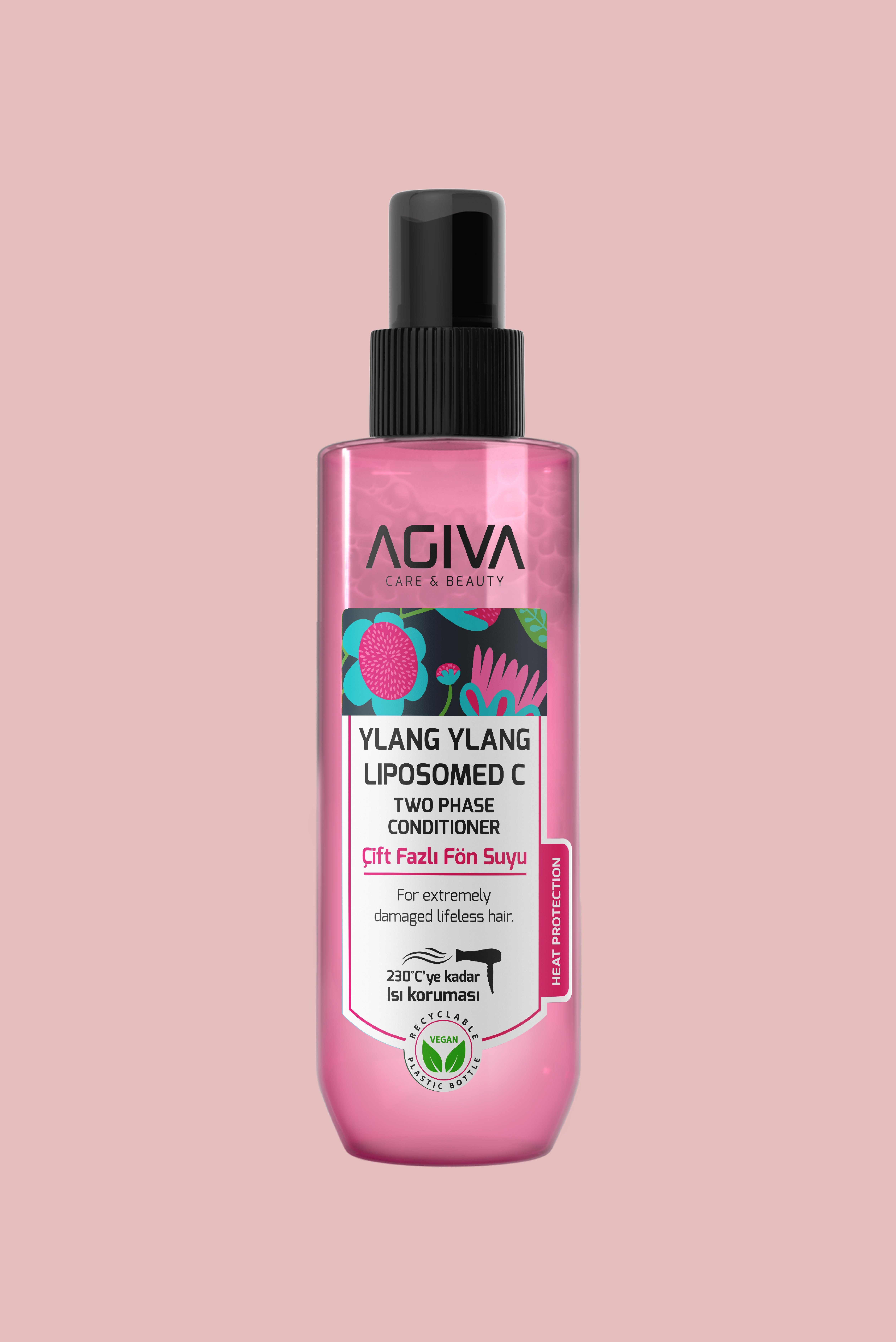 AGİVA Ylang Ylang Liposom C Yoğun Onarıcı ve Isı Koruyucu Çift Fazlı Fön Suyu - 250 ml - Vegan