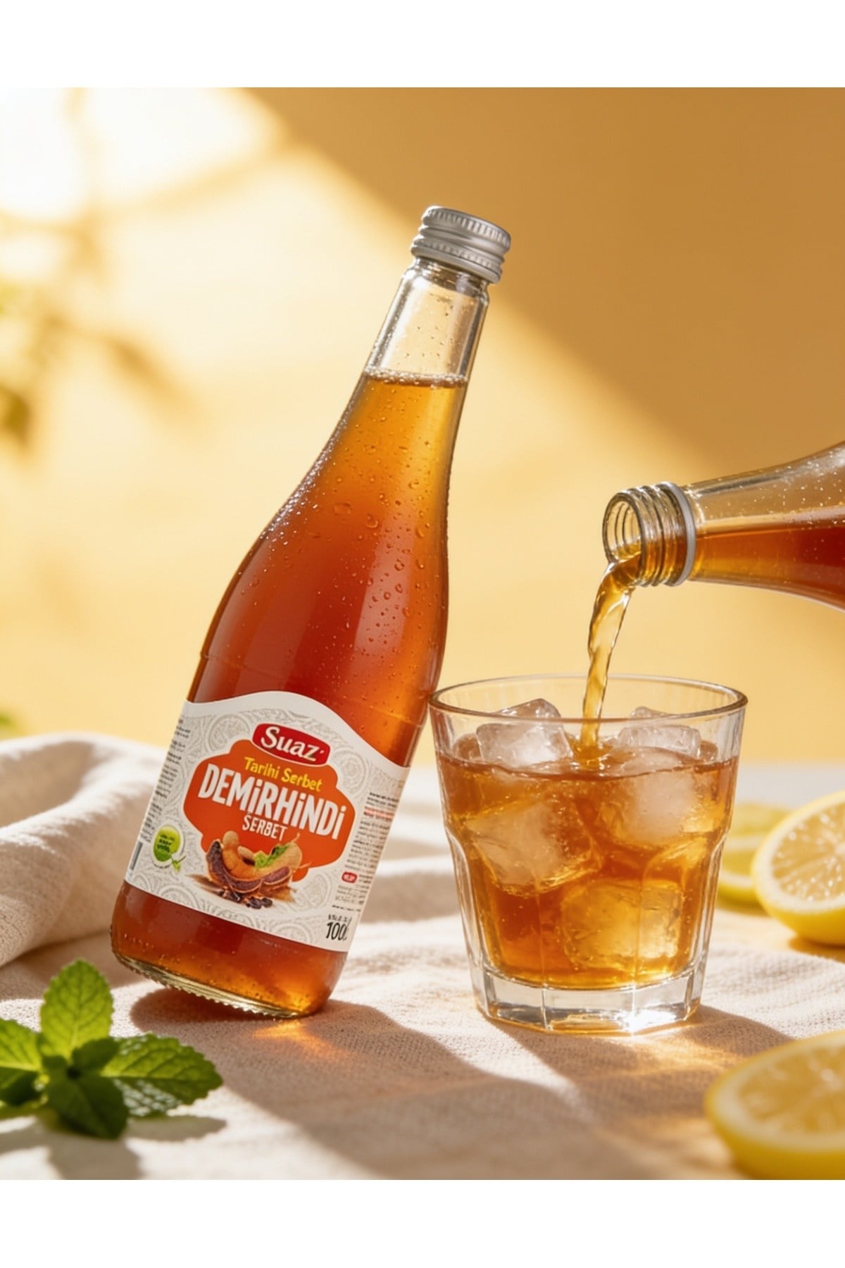 Doğal Demirhindi Şerbeti 1 Litre Cam Şişe