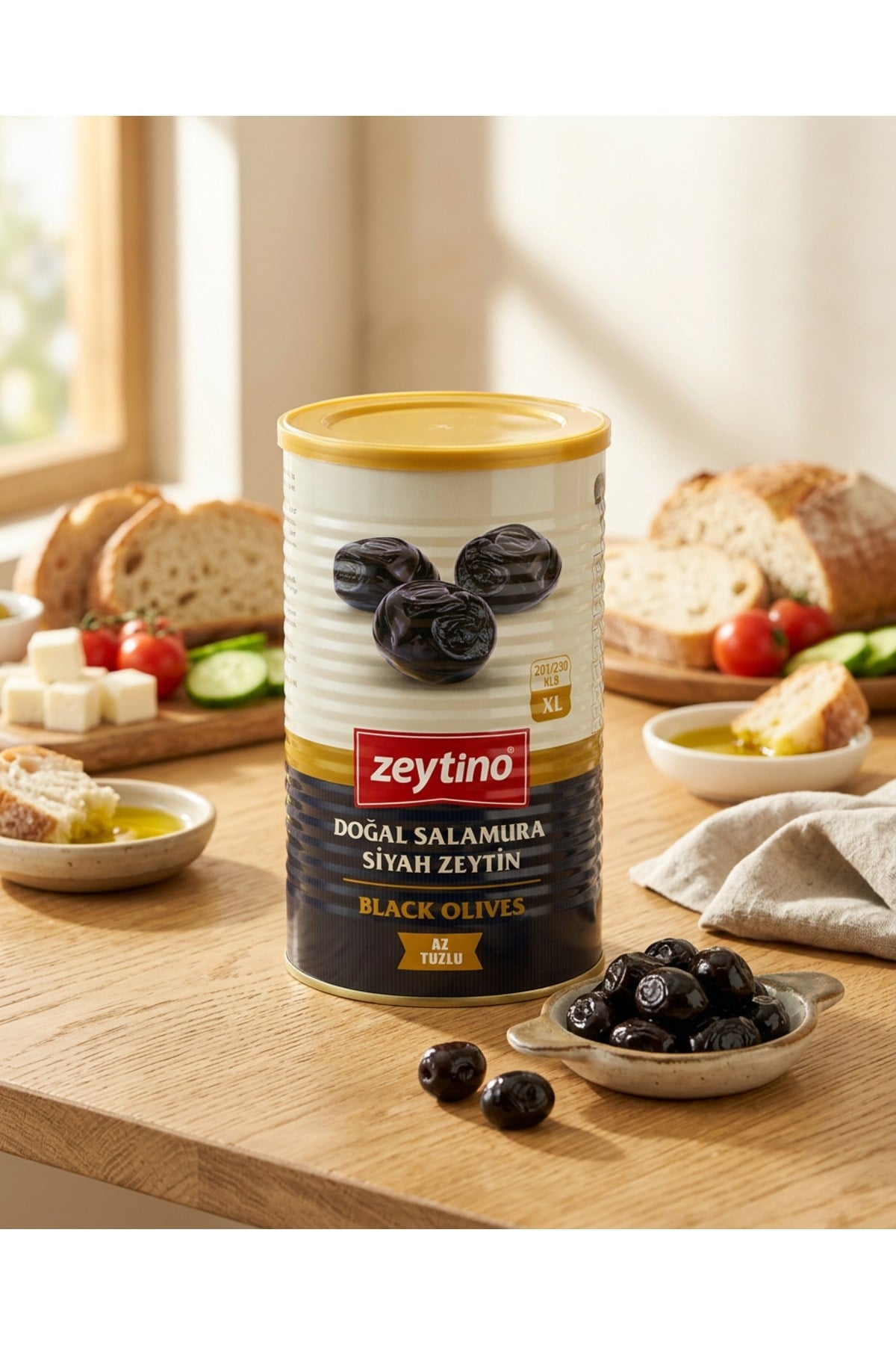 Doğal Salamura Gemlik Siyah Zeytin 800 Gr (201/230) XL Az Tuzlu