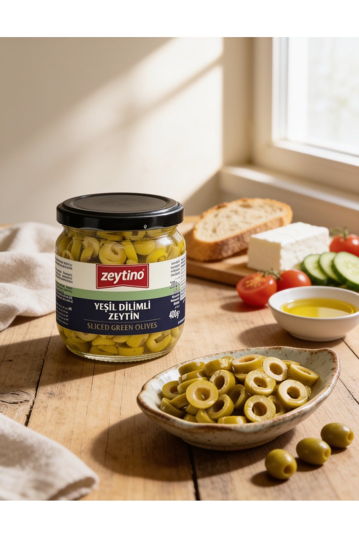 Yeşil Dilimli Zeytin 200 gr Cam Kavanoz