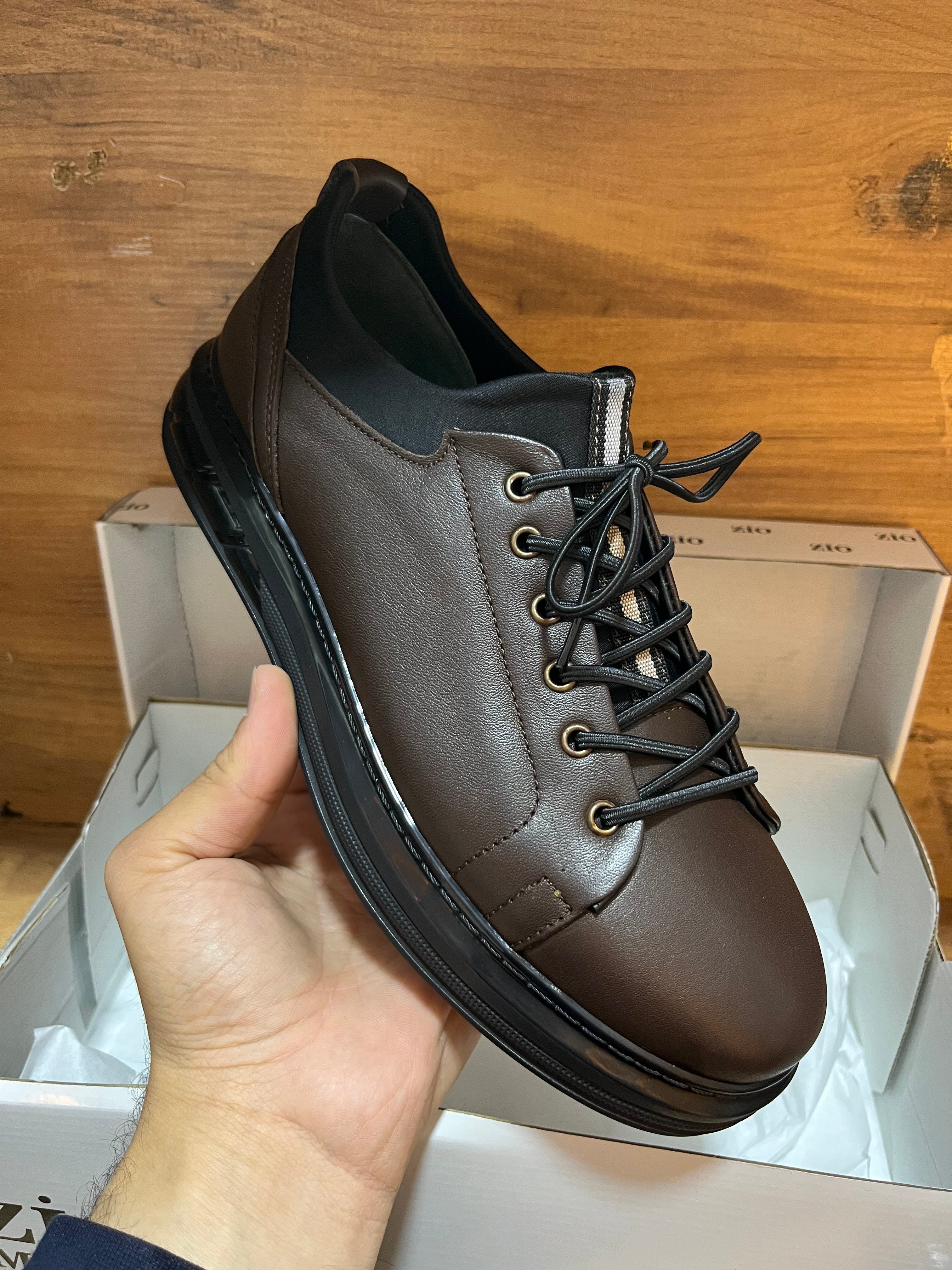 Hakiki Deri Bağcıksız Jel Taban Kahverengi Premium Ayakkabı