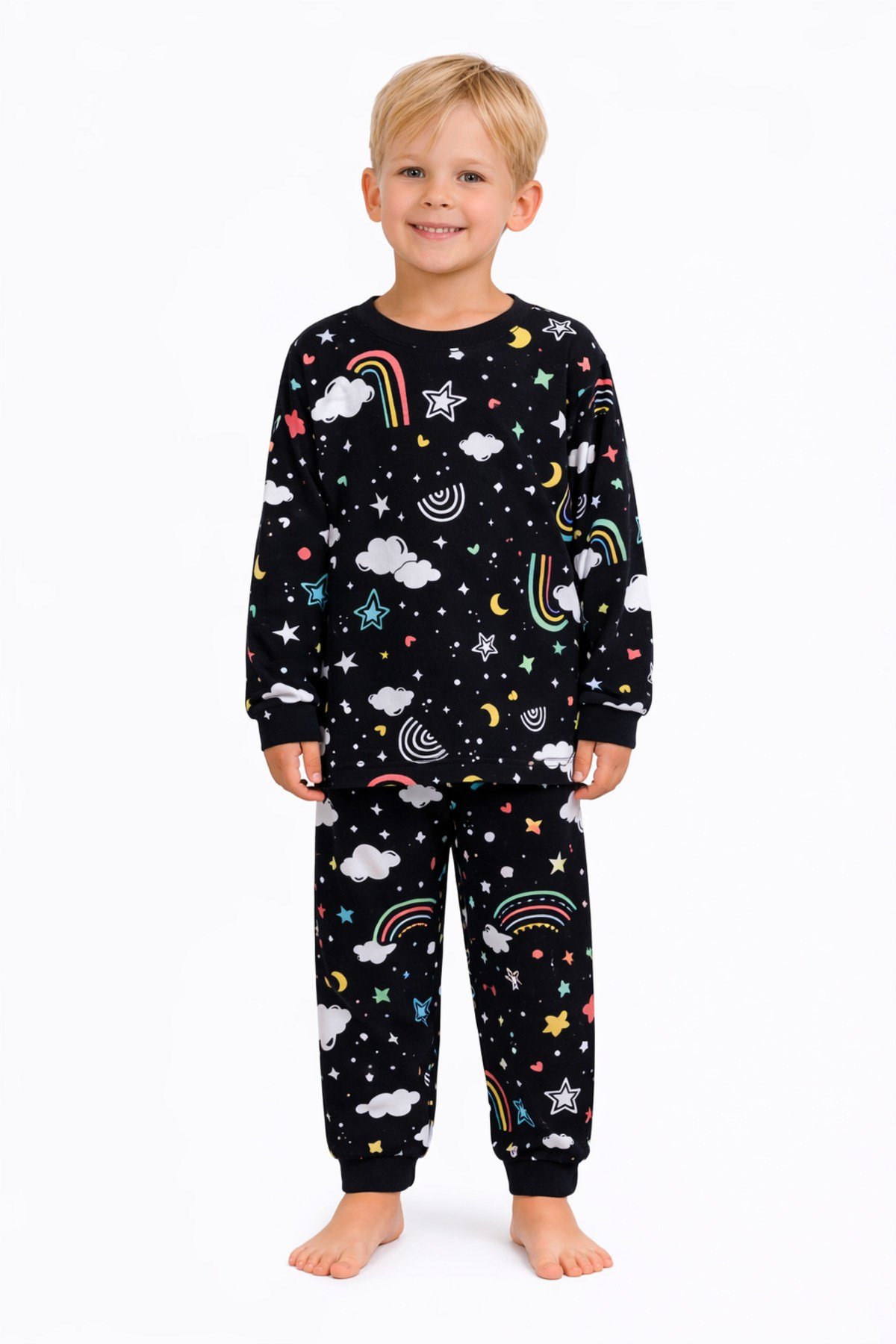 Gece Temalı Erkek Çocuk Pijama Takımı