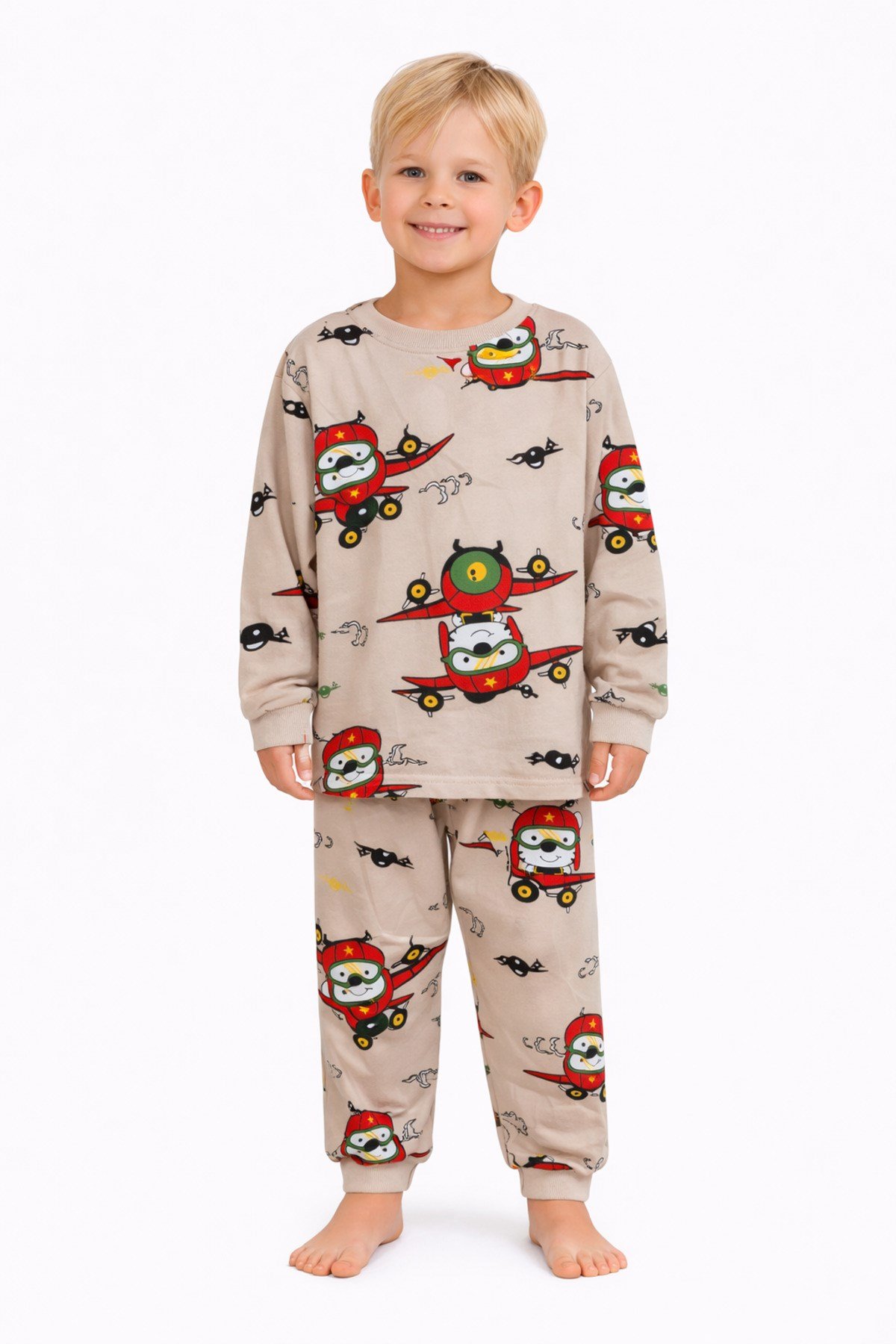 Helikopter Desenli Erkek Çocuk Pijama Takımı