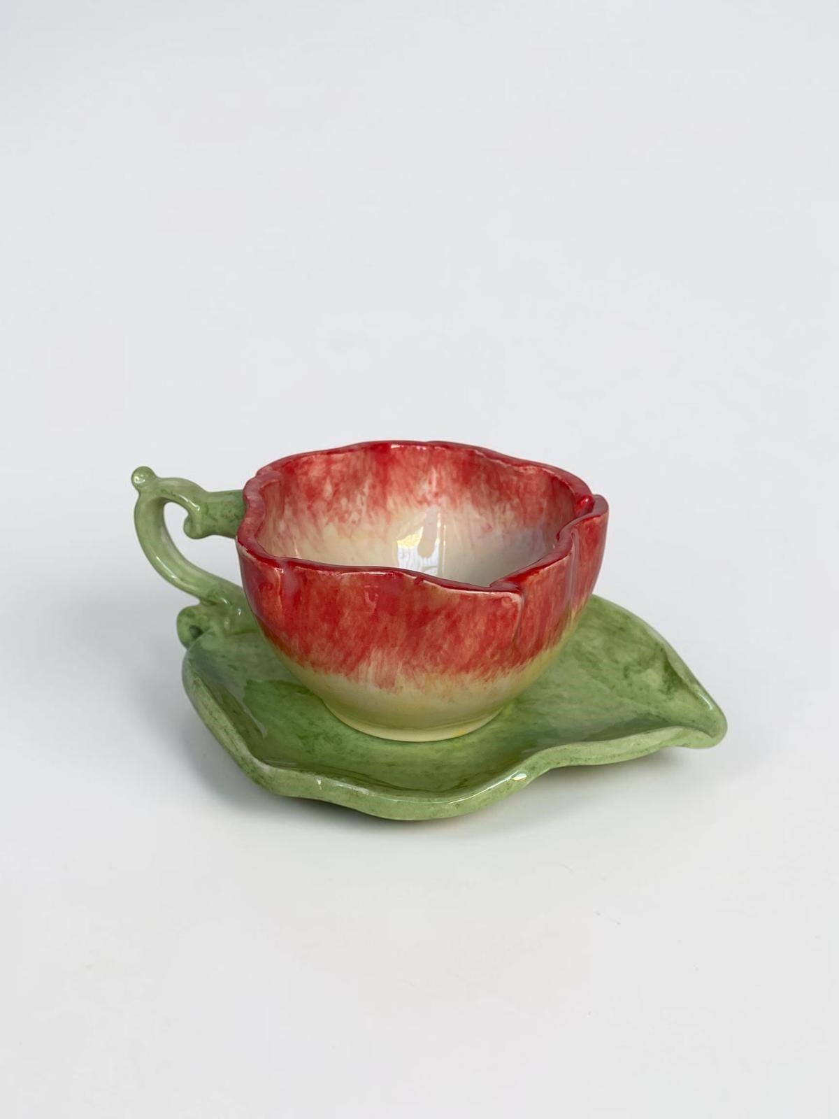 Garden Rose Cup & Leaf Saucer