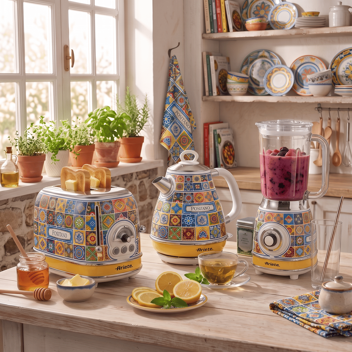 Ariete Capri 2 Dilim Ekmek Kızartma Makinesi + 1,7 Lt Su Isıtıcı Kettle + Cam Blender Çeyiz Seti