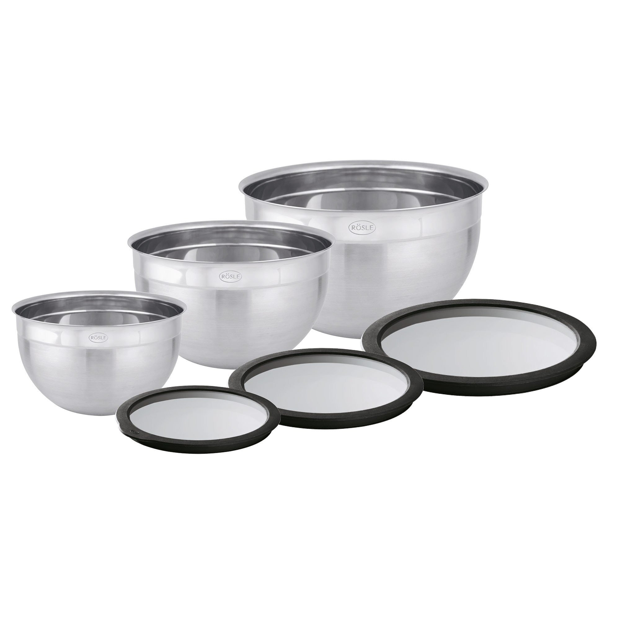 Rösle Cam kapaklı kase seti, 16 cm - 20 cm - 24 cm 13392