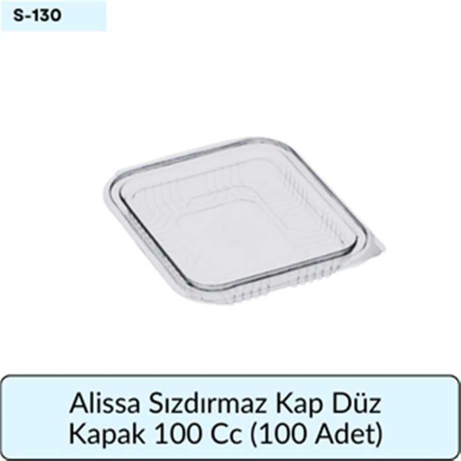 Alissa Sızdırmaz Kap Düz Kapak 100 Cc  (100 Adet)